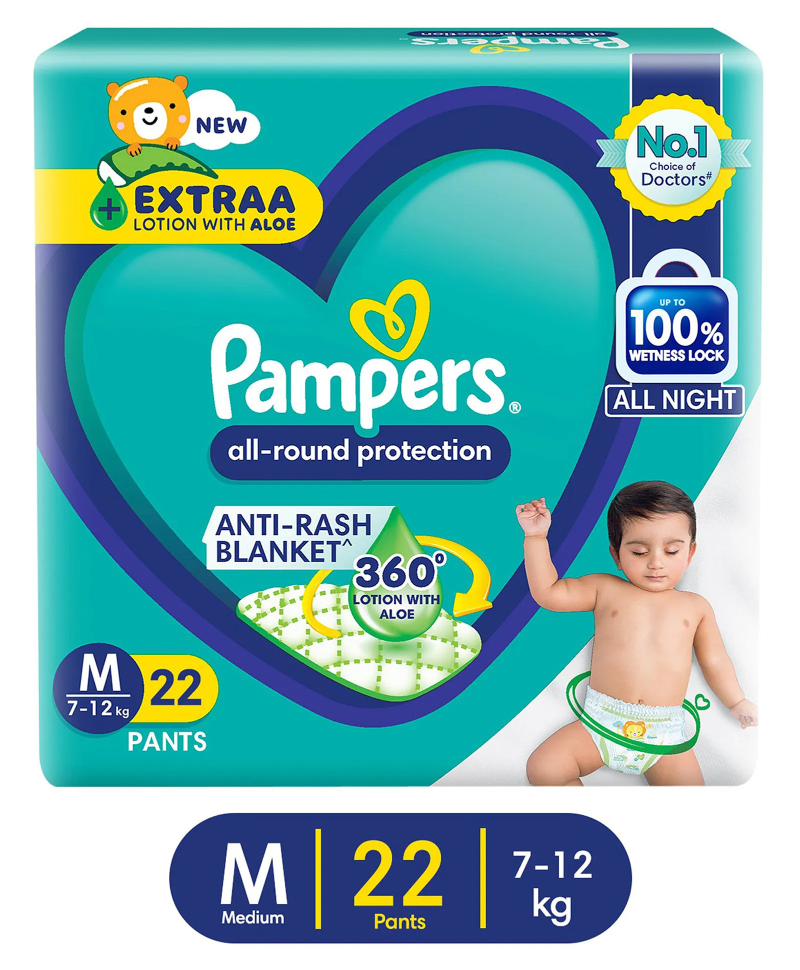 Pampers Baby Diapers Lotion with Aloe Vera Medium Size - 22 Pieces-image-48