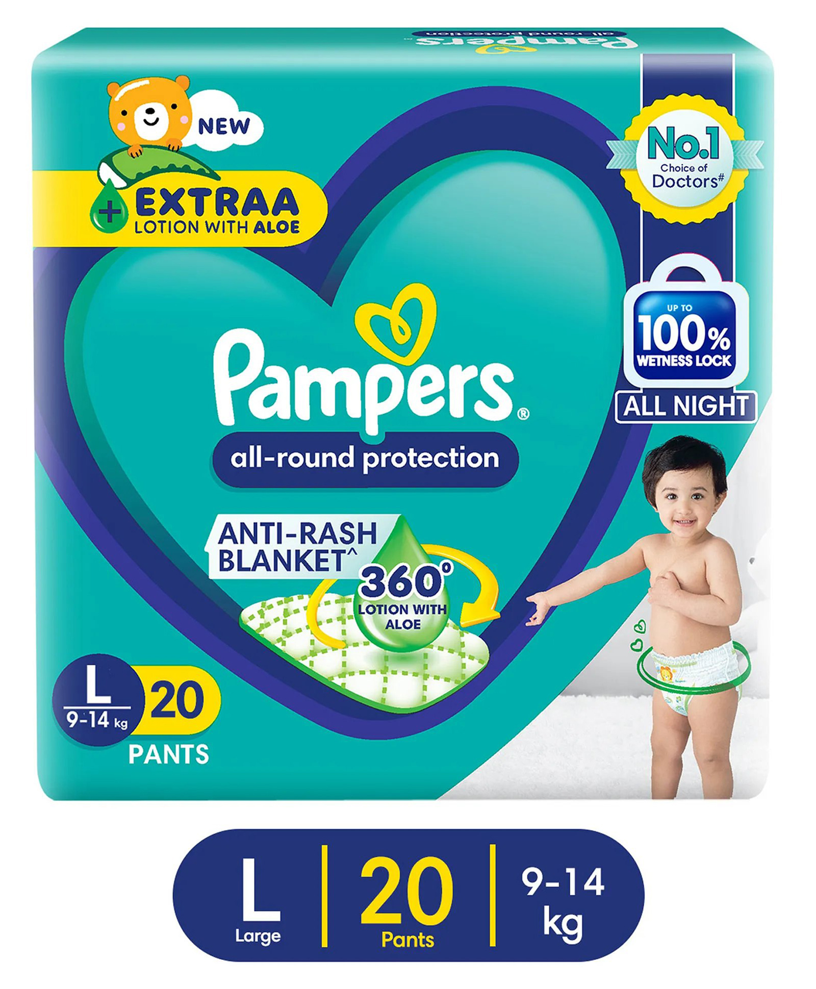 Pampers All Round Protection Pants Large Size Baby Diapers (LG) with Aloe Vera Lotion - 20 Pieces-picture-43