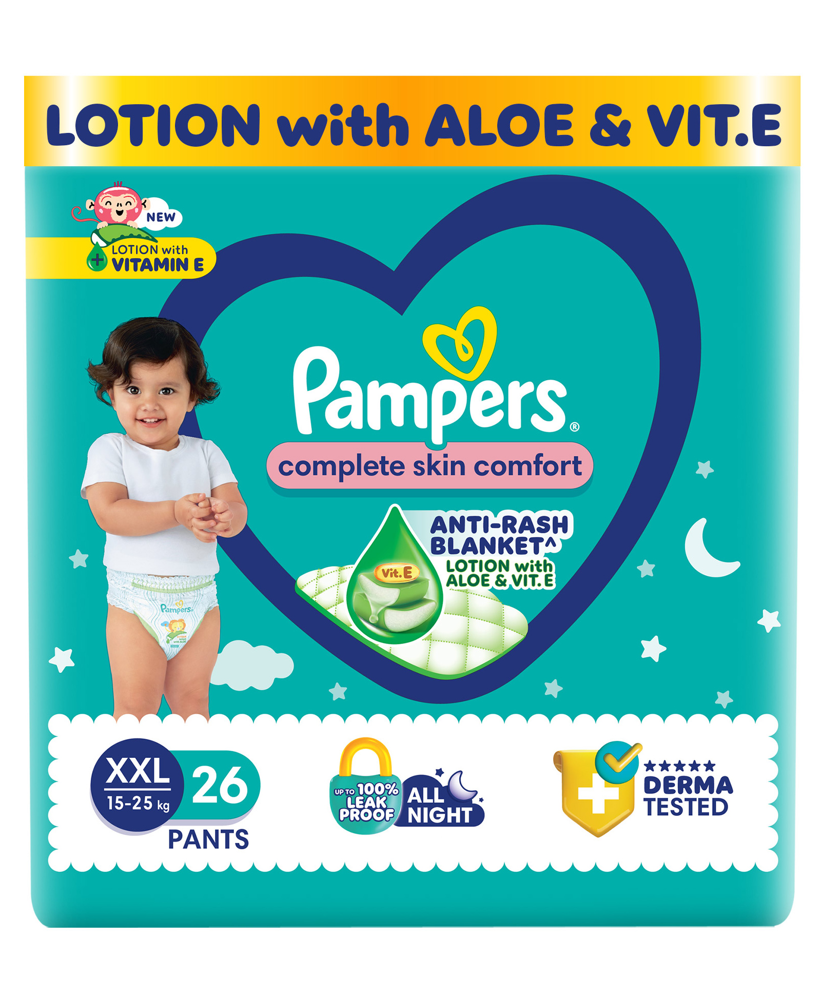 Pampers All Round Protection Pants & Lotion with Aloe Vera Double Extra large - 26 Pieces-picture-15