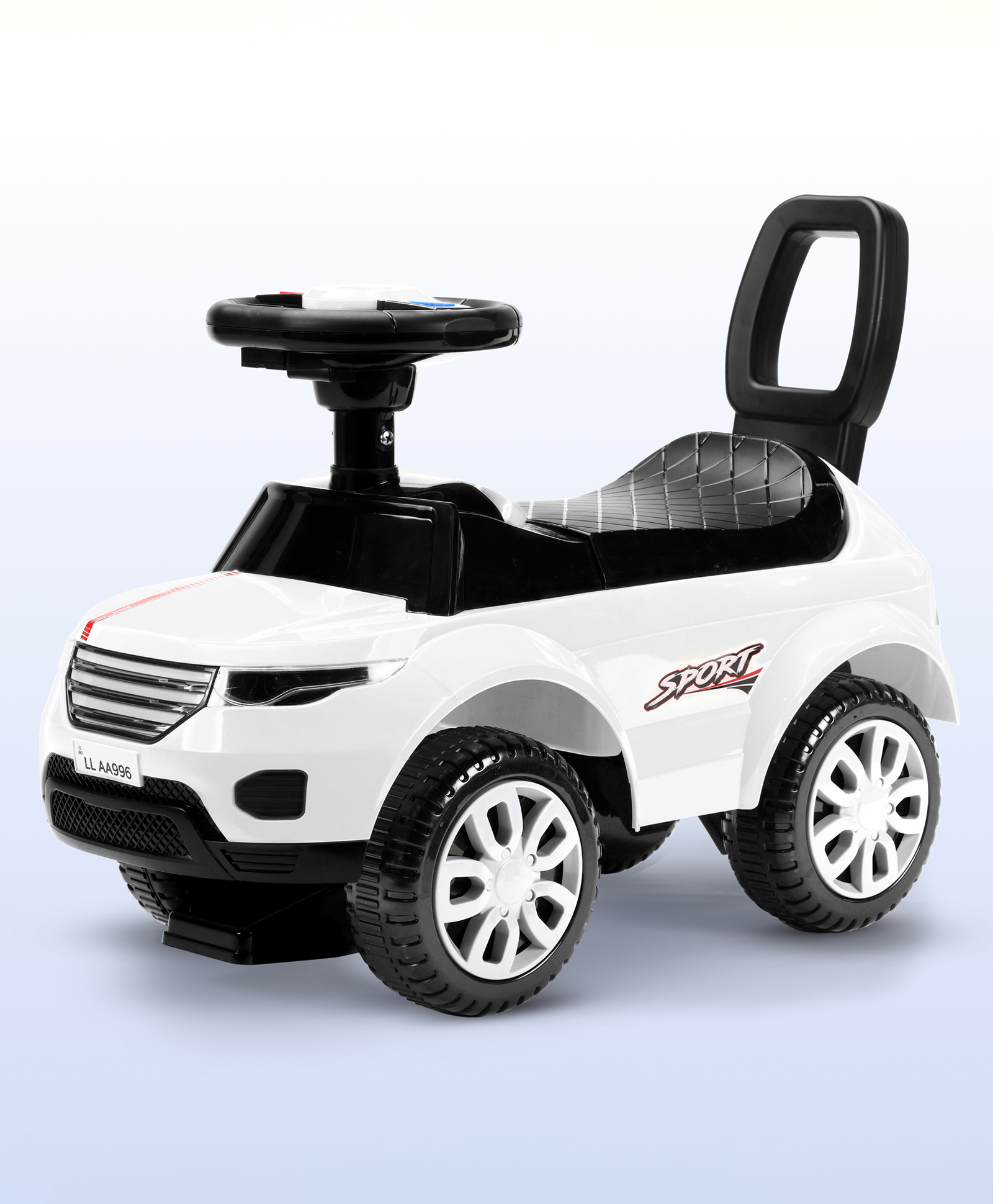LuvLap Starlight Manual Push Ride On Car With Music & Horn Over Steering - White-picture-32