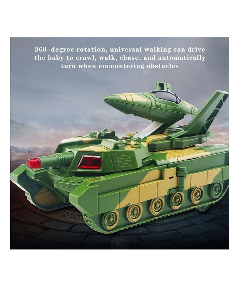 YAMAMA 2 IN 1 Musical Deformation Army Tank With Convertible Aircraft Toy with 3D Lights And Real Shooting Sound For Kids  Green-picture-12