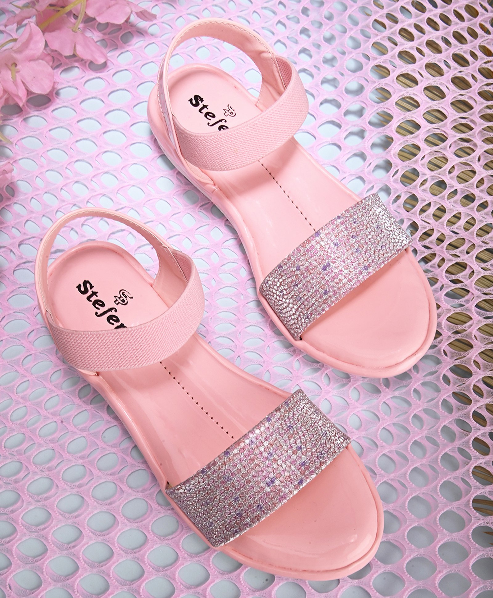 Stefens Shimmer Strap Design Slip On Sandal - Pink-picture-25