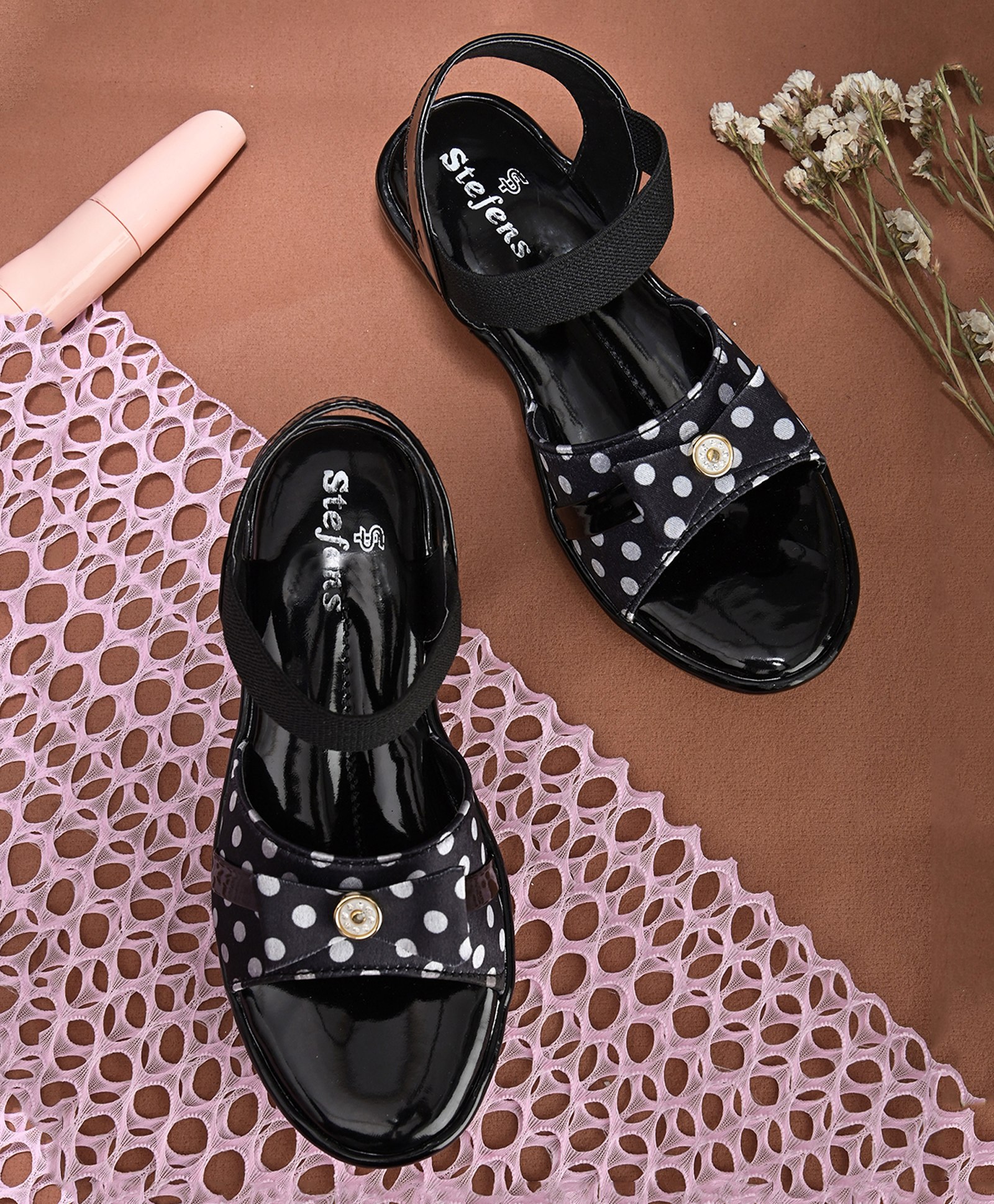 Stefens Polka Dots Slip On Sandal - Black-picture-5