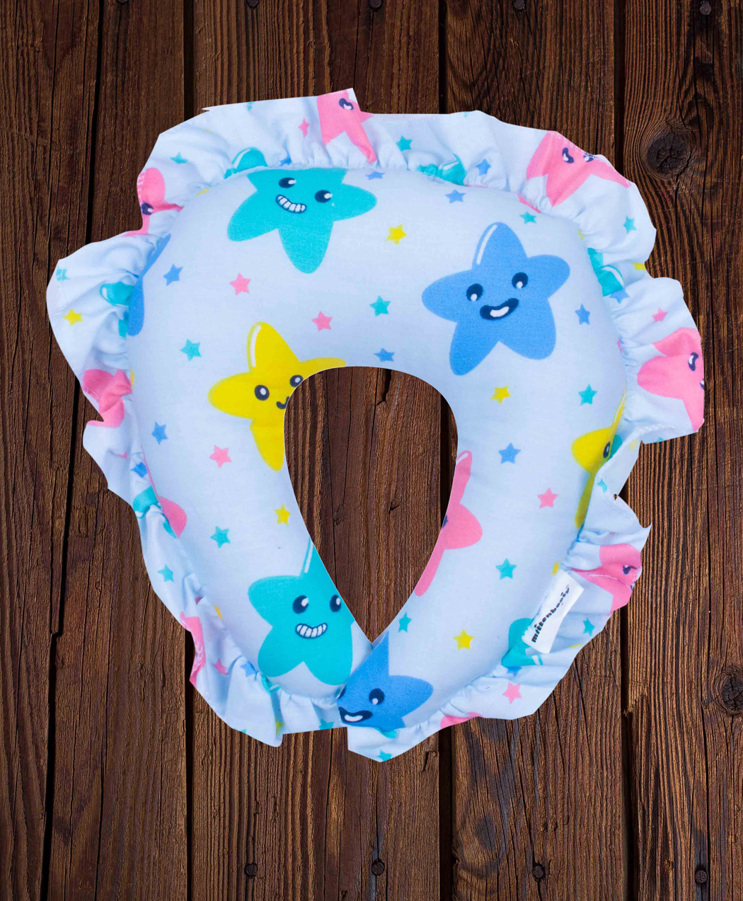 Mittenbooty U Shaped Neck Pillow in Smiley Star Print -Blue-picture-24