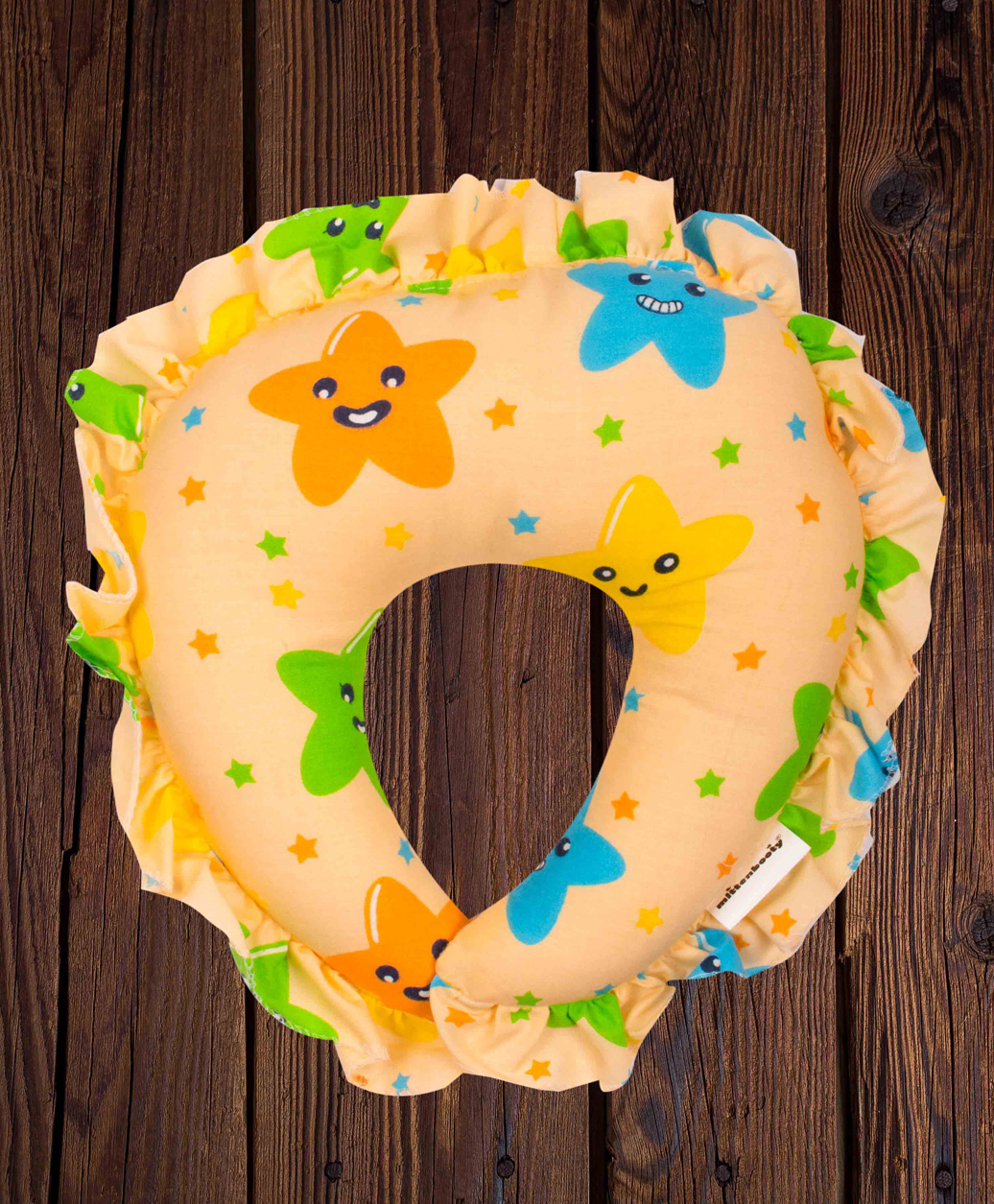 Mittenbooty U shaped neck Pillow in smiley Star Print - Mustard Yellow-picture-20