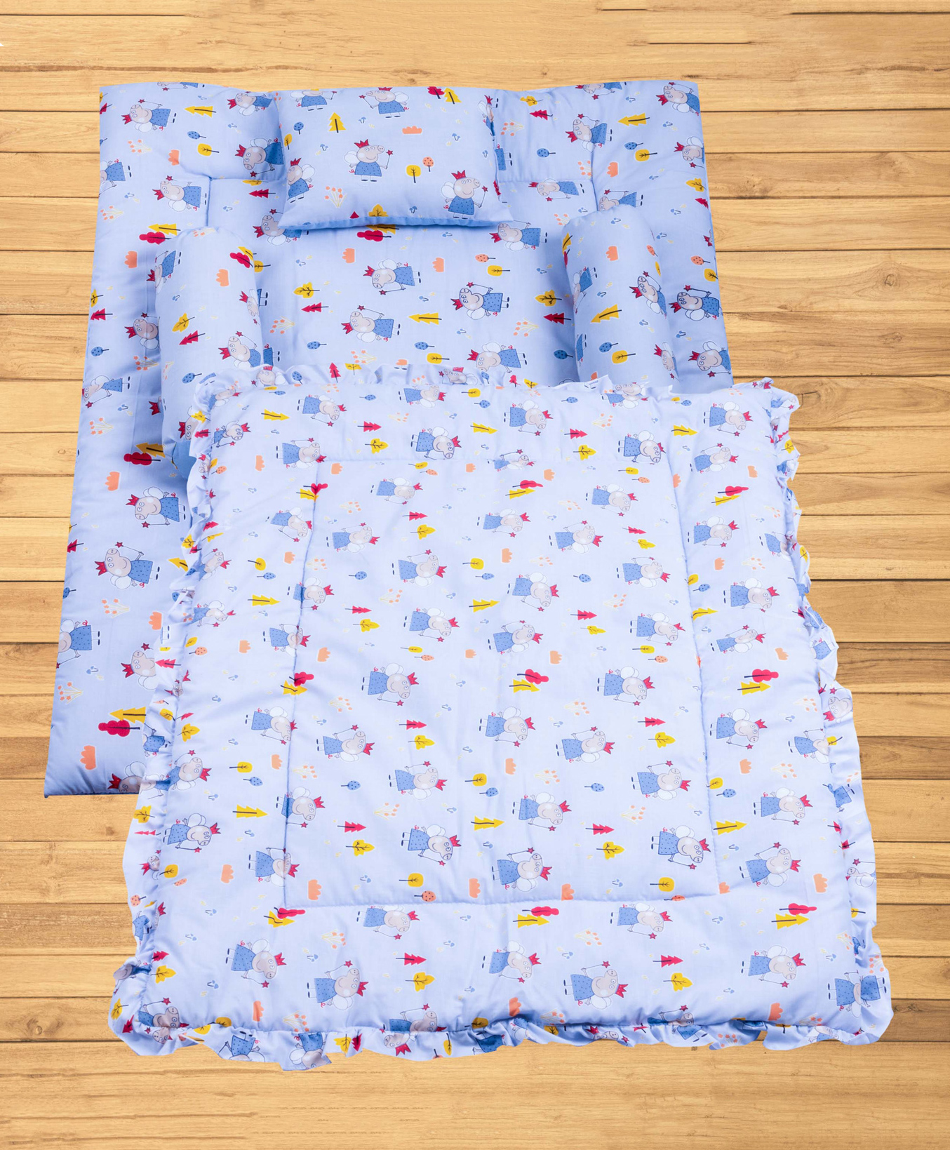 Mittenbooty Baby Quilt Bolster Bed Set Peppa Print-Blue-picture-23