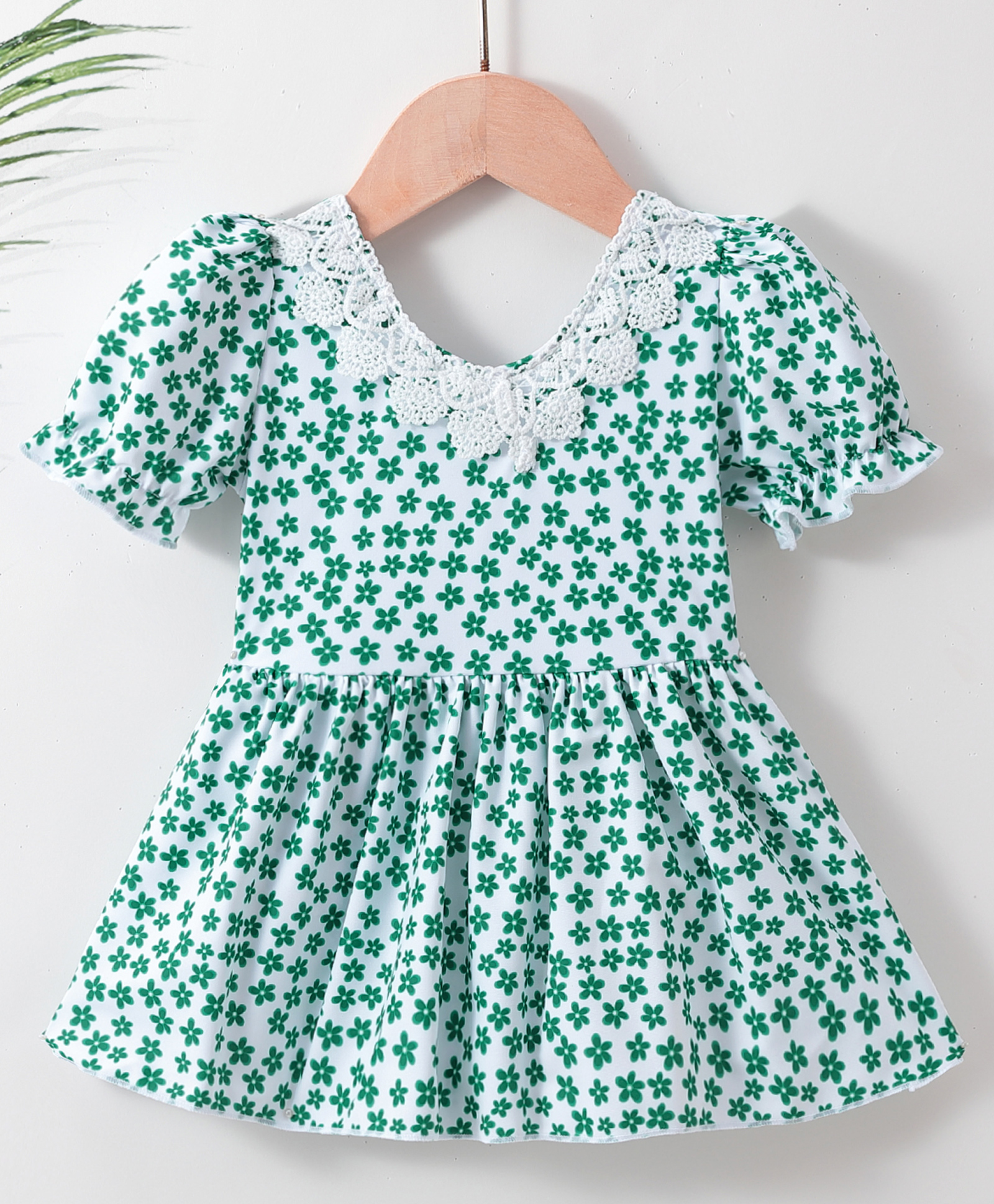 Babyhug Half Sleeves Frock Swimsuit Floral Print - Green-picture-19