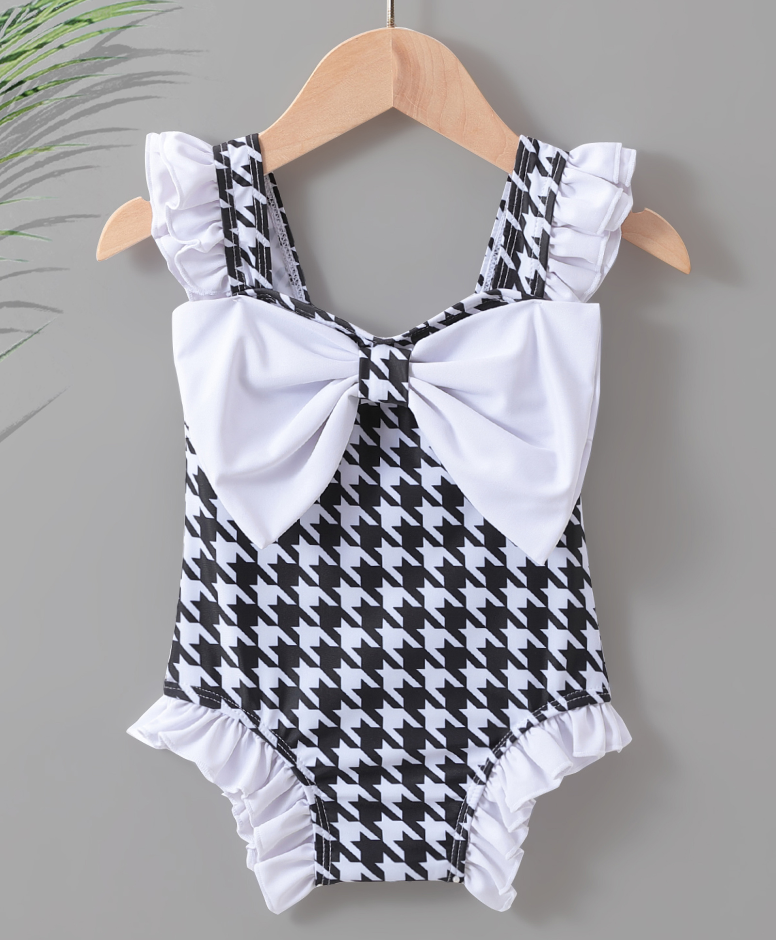 Kookie Kids Sleeveless VCut Swimsuit Bow Applique - White-image-47