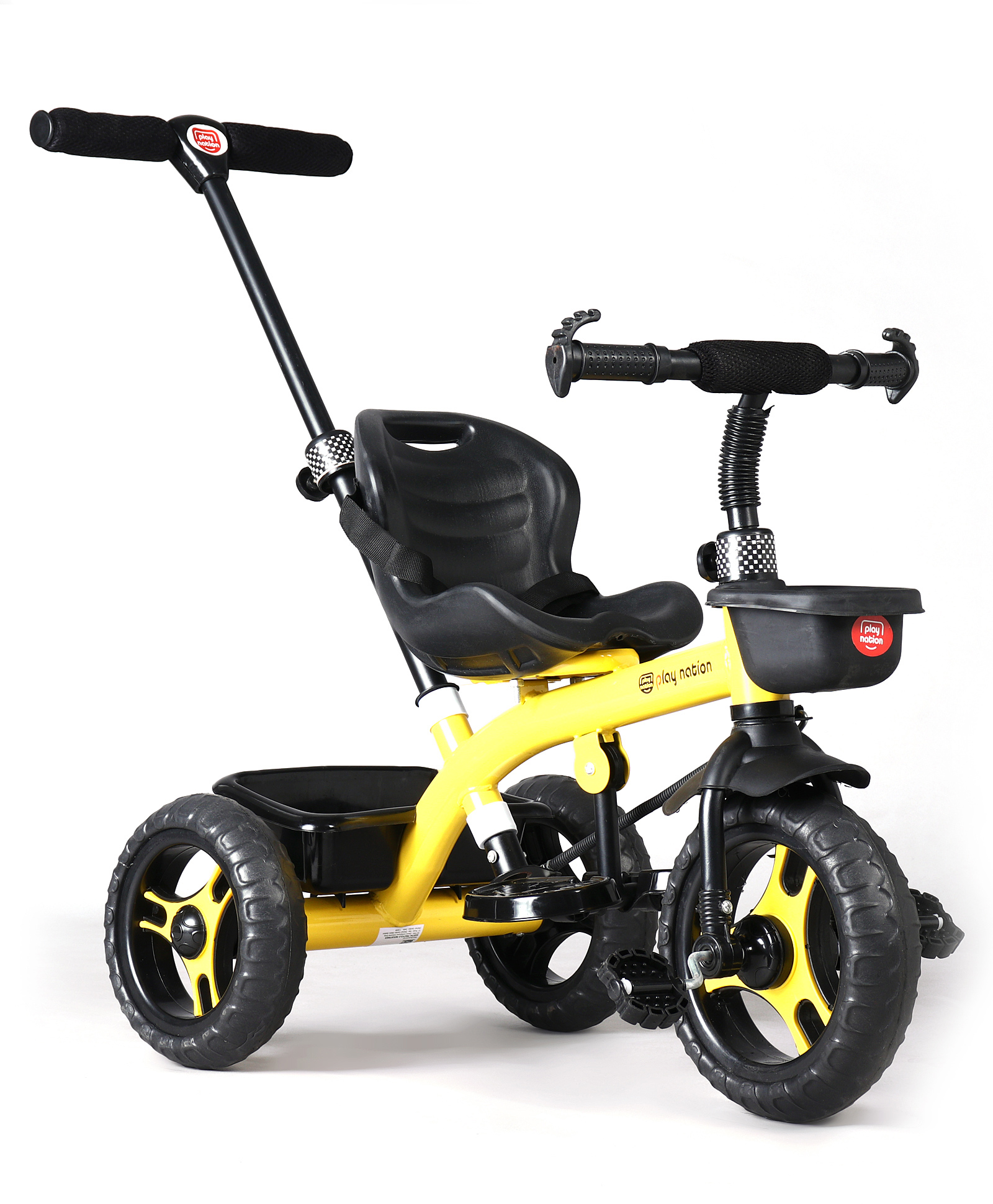 Play Nation Tricycle with Parental Push Handle - Yellow-image-1