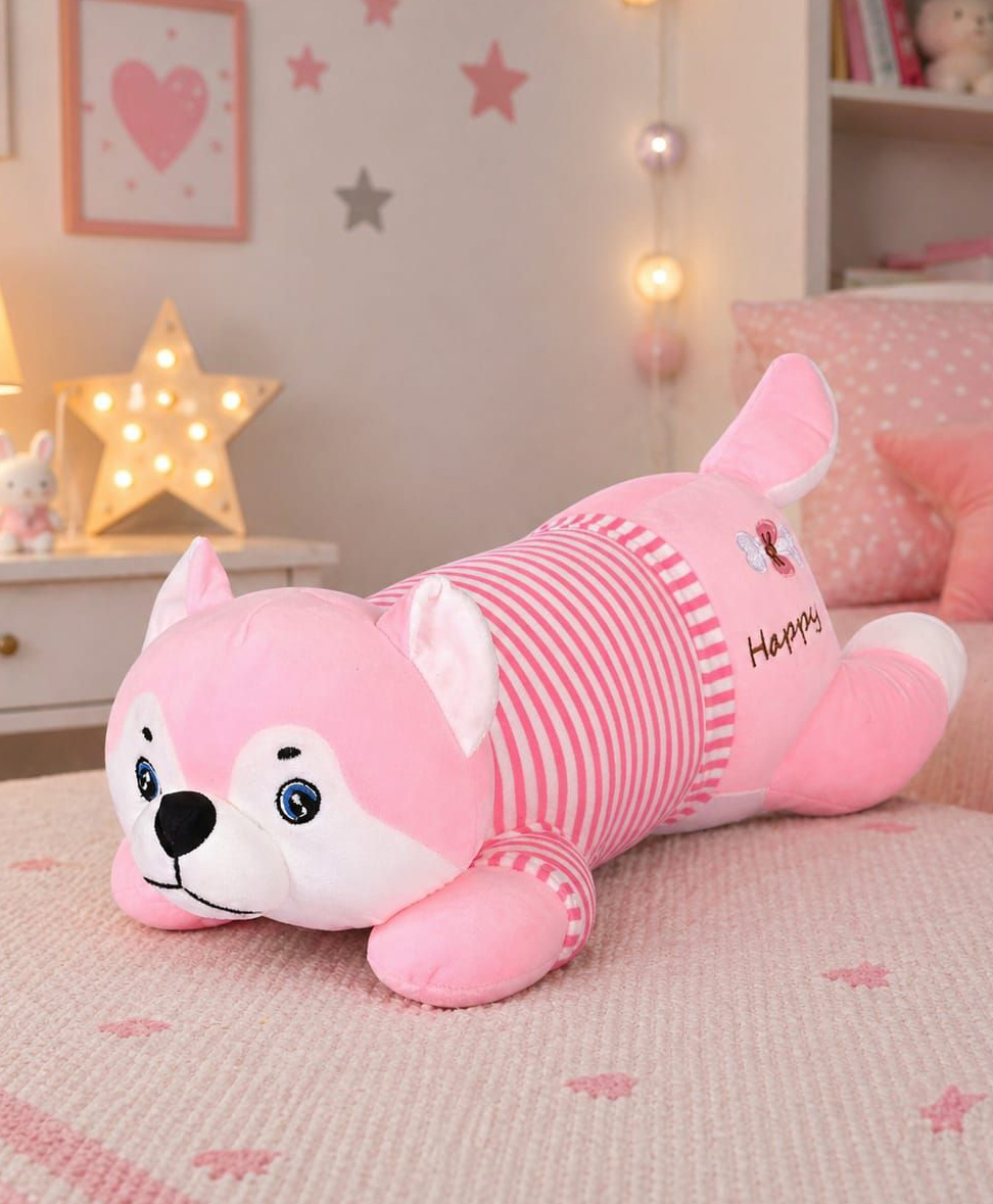 Besties Sleeping Husky Dog Soft Toy Pink - Length 60 cm-image-17