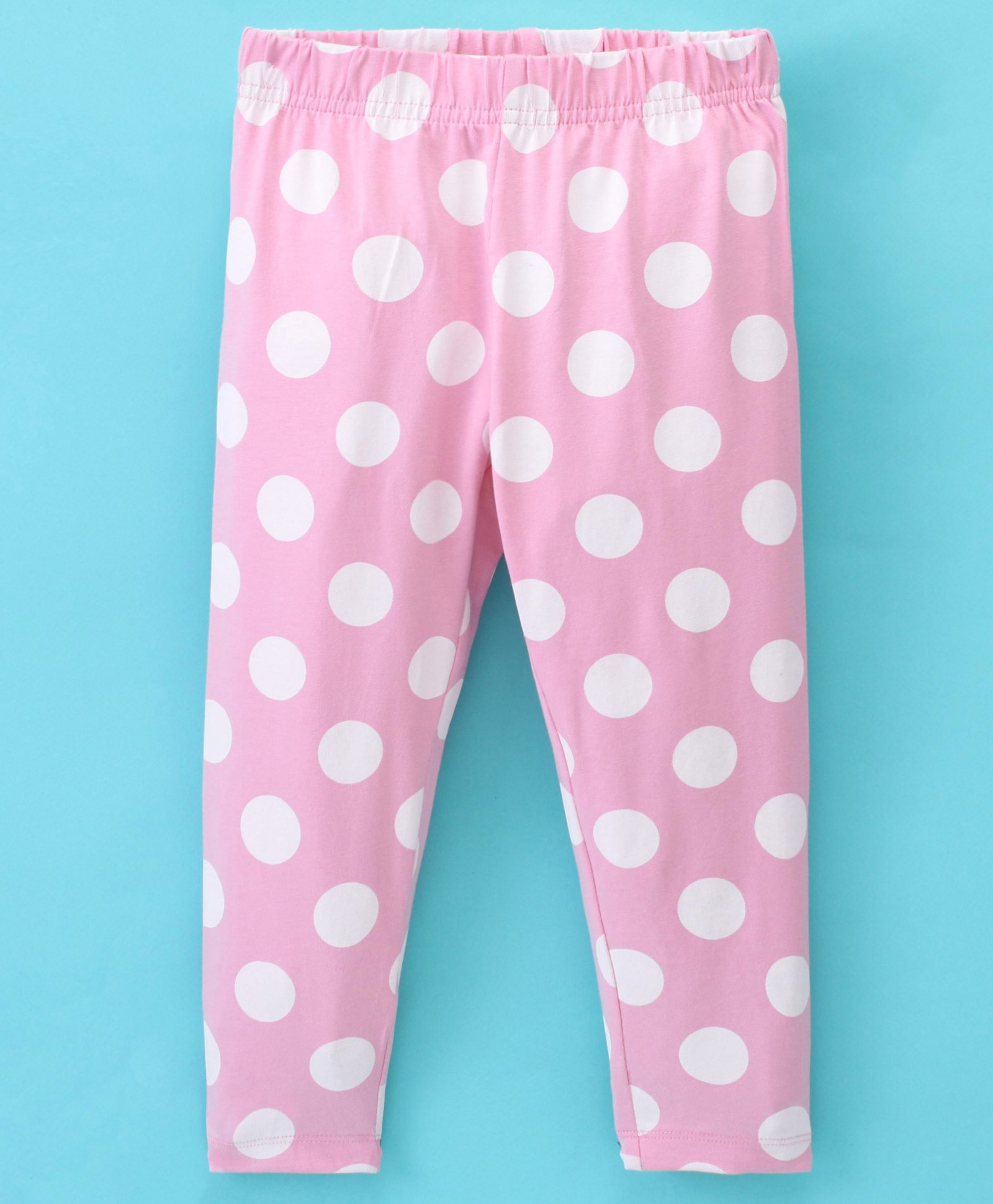 Doreme Cotton Single Jersey Full Length Legging Polka Dot Print - Pink-picture-28