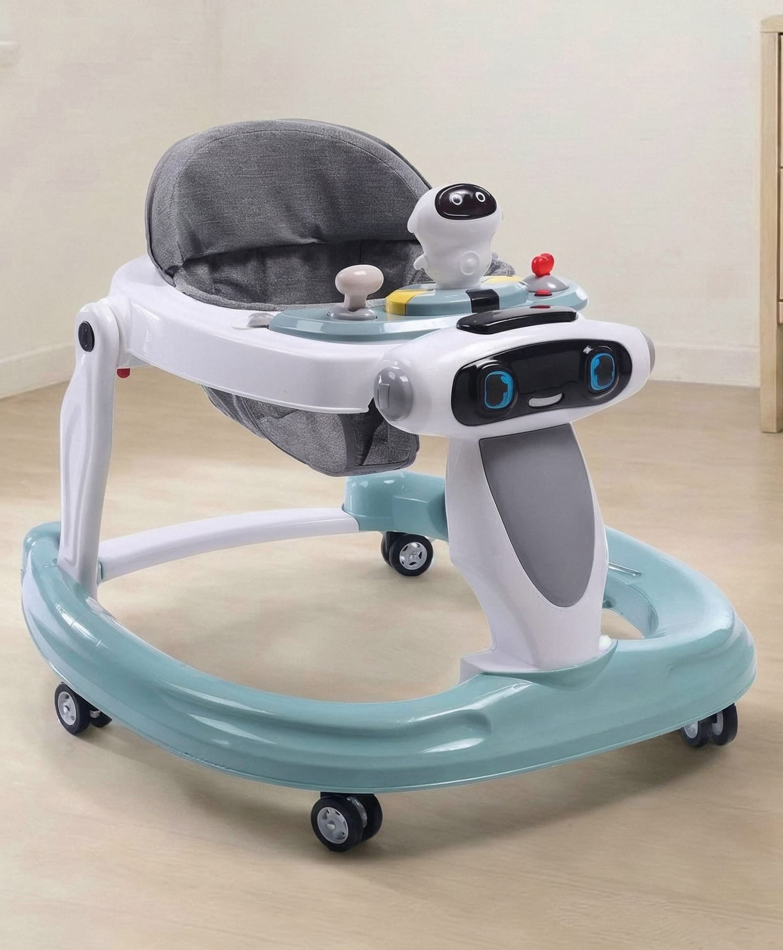 fab n funky Baby Multifunctional Robotic Shape Adjustable Height Musical Baby Walker - Mind Green-picture-36