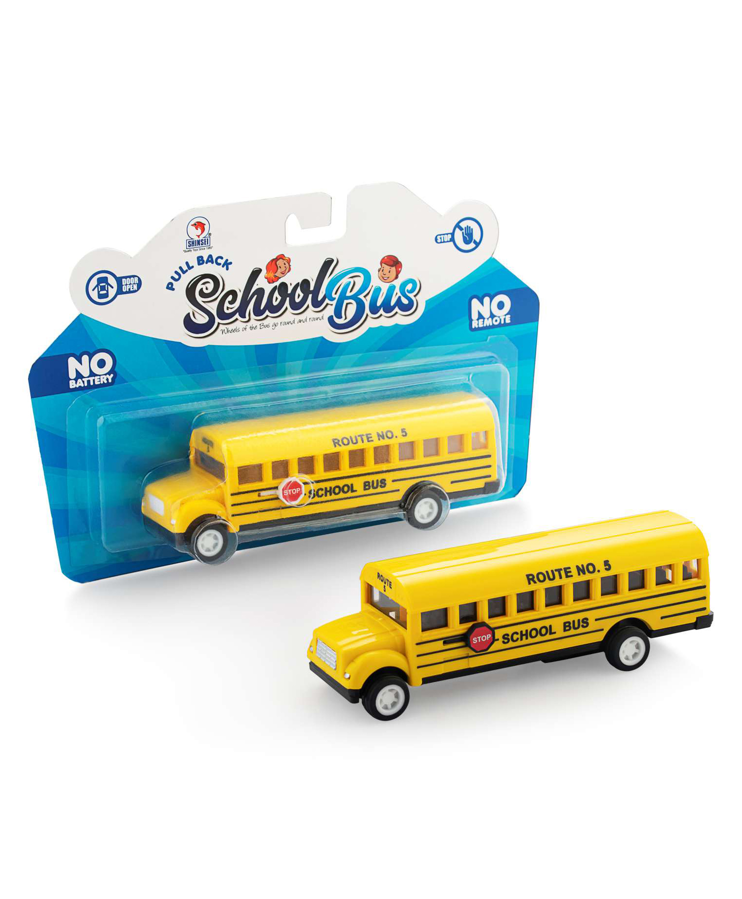 Shinsei School Bus Pull Back Toy - Yellow-picture-22