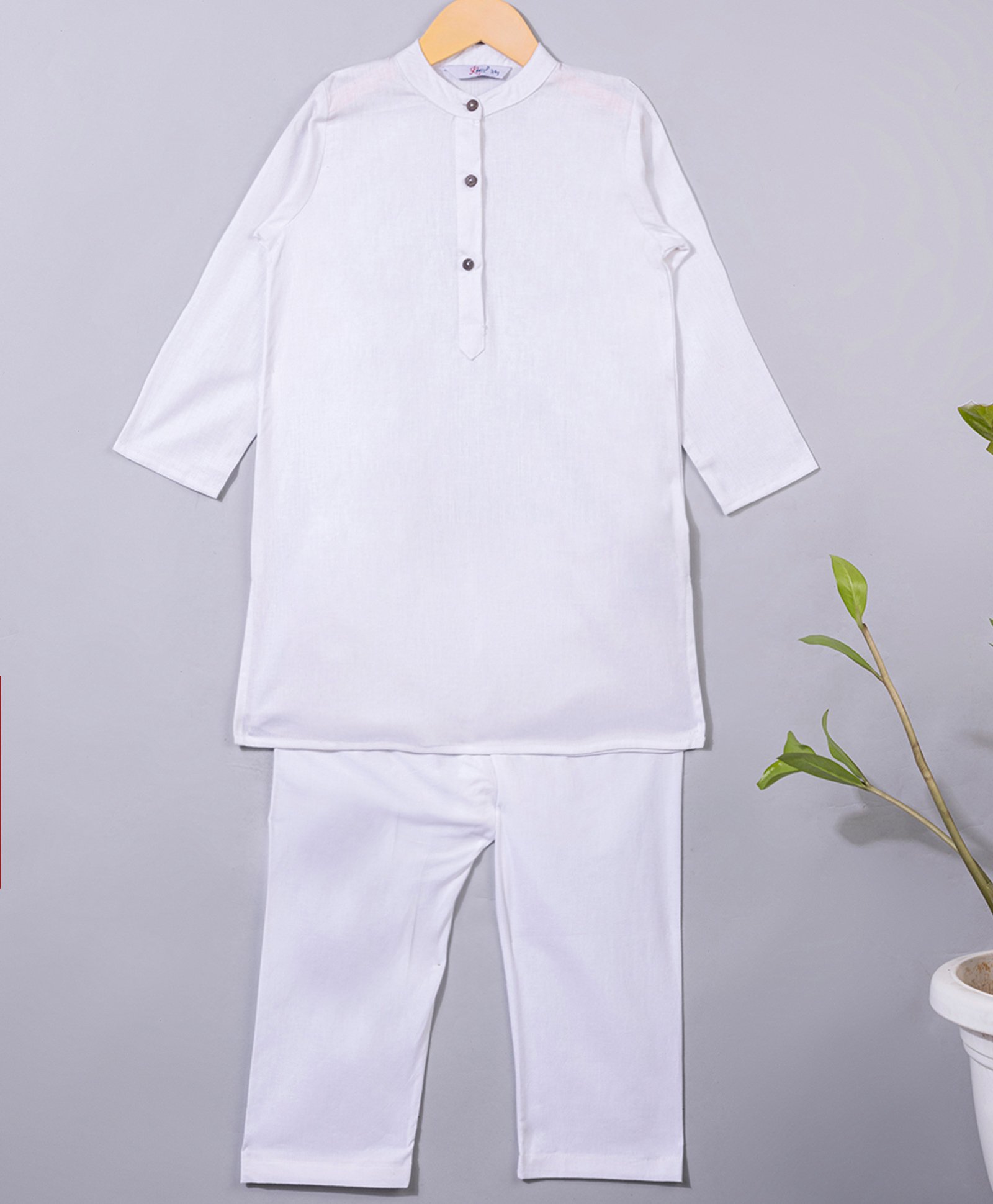 KAVEE Pure Cotton Full Sleeves Solid Kurta With Pyjama - White-picture-10