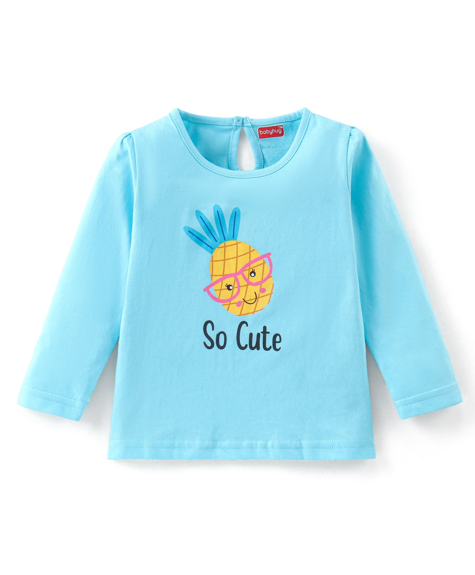 Babyhug Cotton Knit Full Sleeves Tee With Pineapple Graphics- Blue-image-19