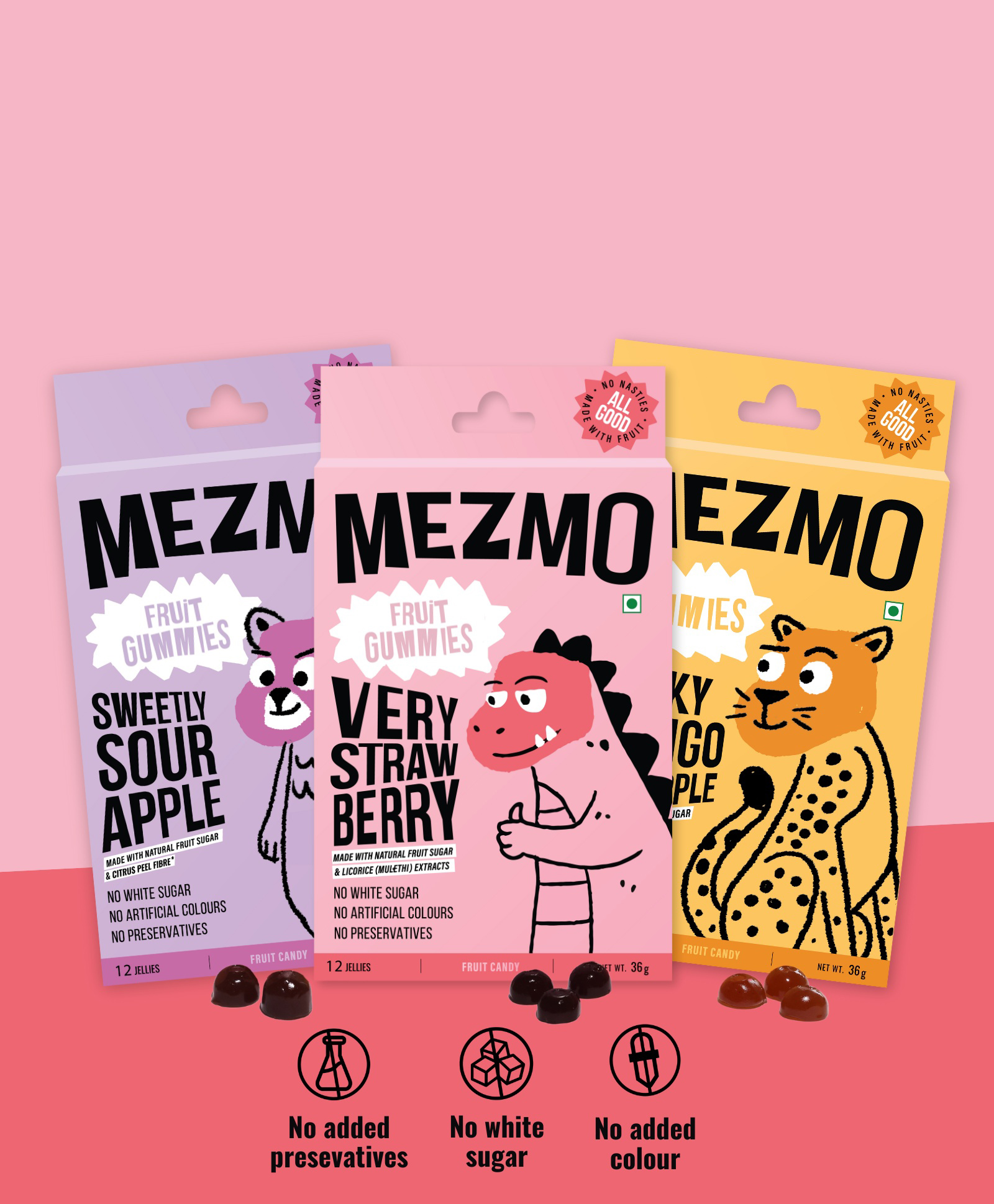 Mezmo Funky Fruit Jellies  Pack Of 3 - 12 Pieces Each-image-2