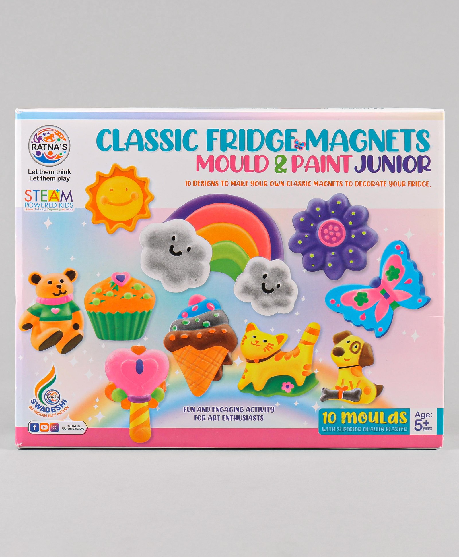 Ratnas Classic Fridge Magnets Mould & Paint Junior Activity Kit - Pink & Blue-image-7