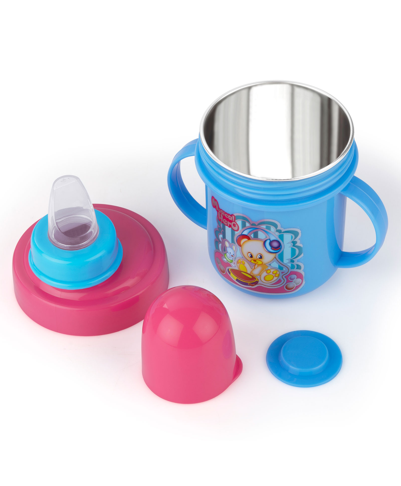 Nabhya Hippo Stainless Steel Baby Spout Sipper Cup Sky Blue - 250 ml-image-1