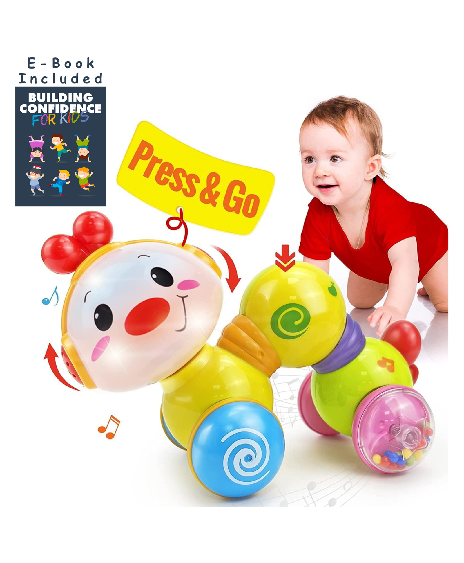 BitFeex Cute Caterpiller Music & Light Baby Crawling Toy (Color May Vary)-picture-22