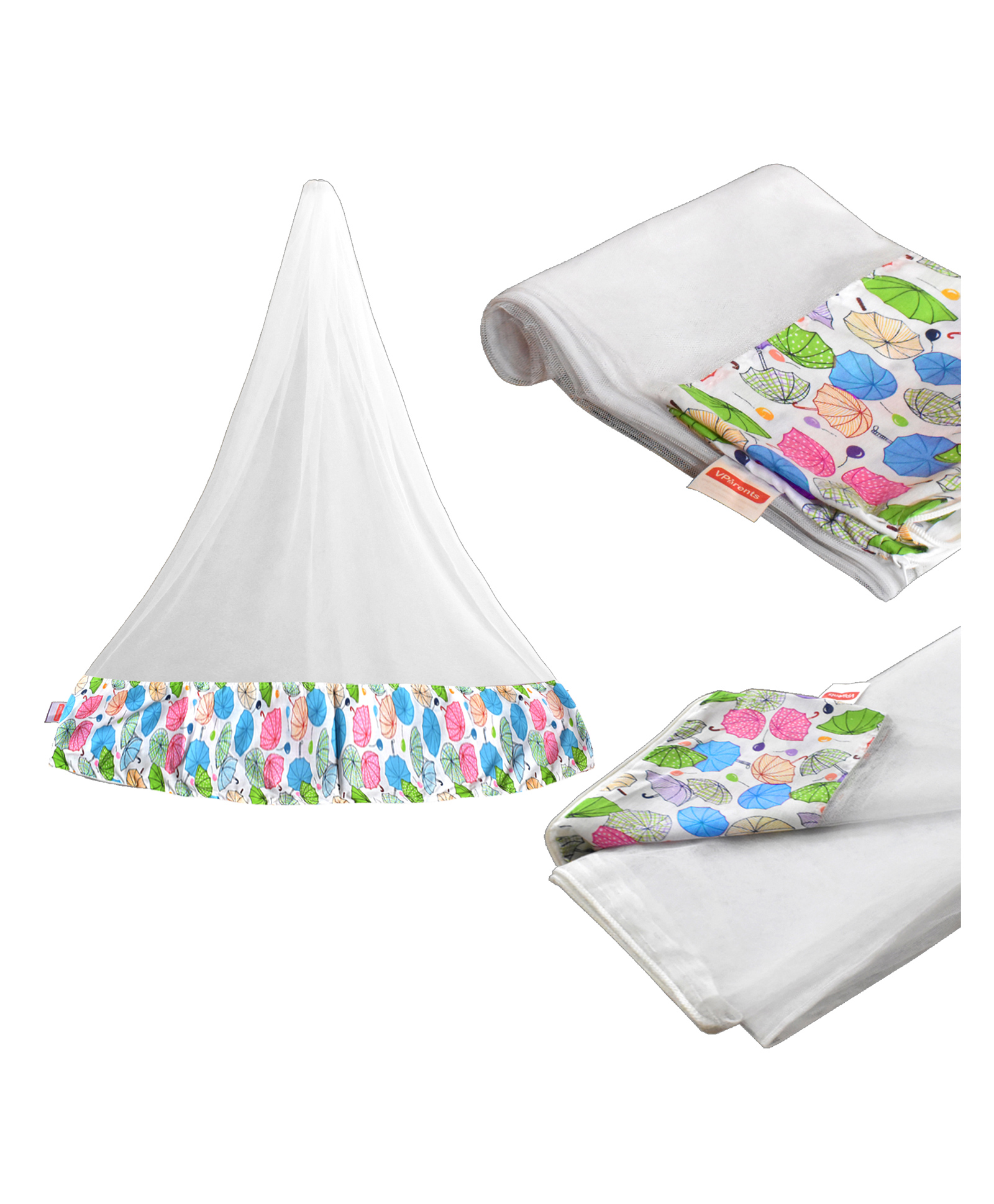 VParents Mosquito Net for Baby Cradle Jhula Saree Swing with Zip Opening at bottom - Blue-picture-38