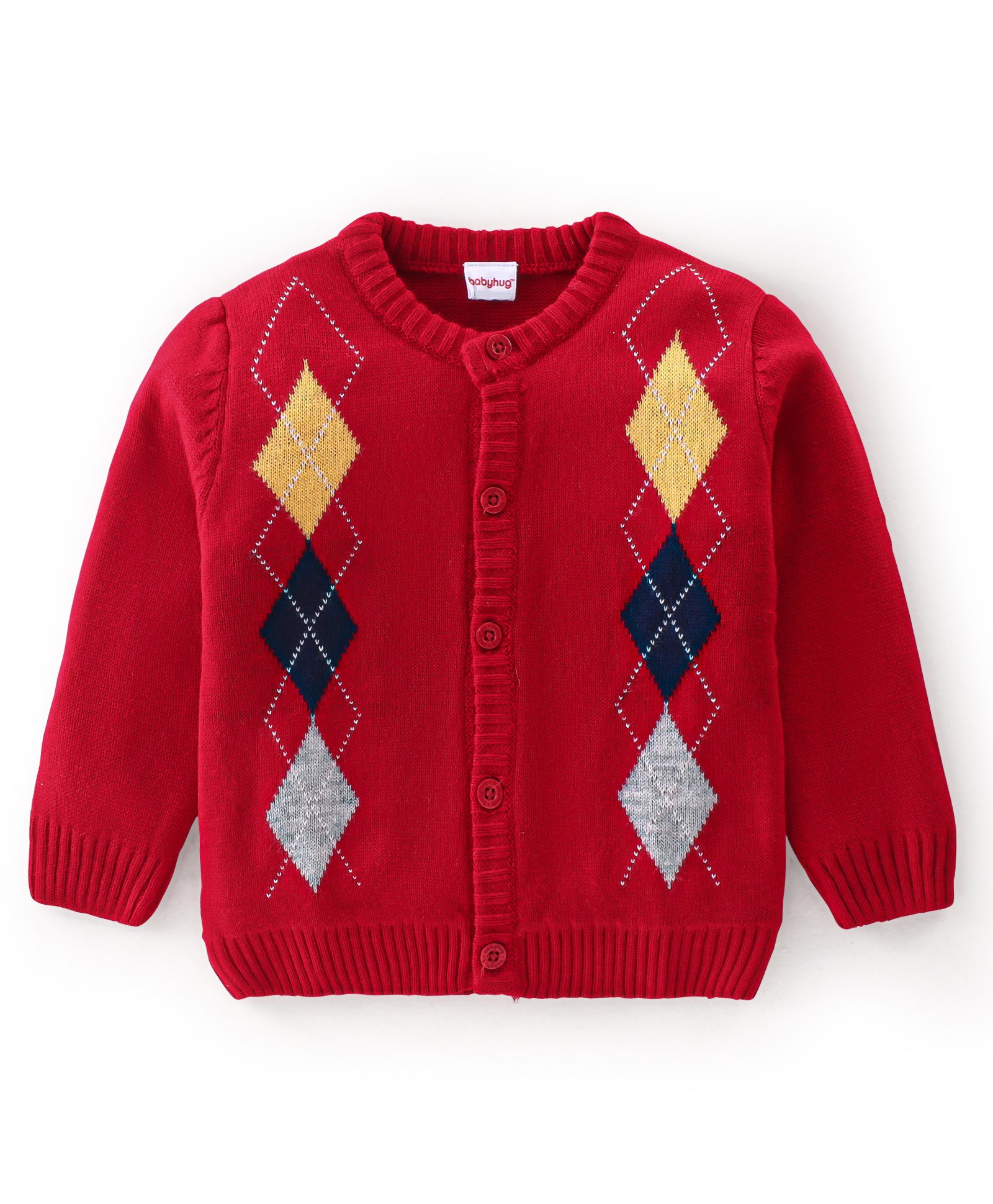 Babyhug Knitted Full Sleeves Sweater With Kite Print - Red-image-5