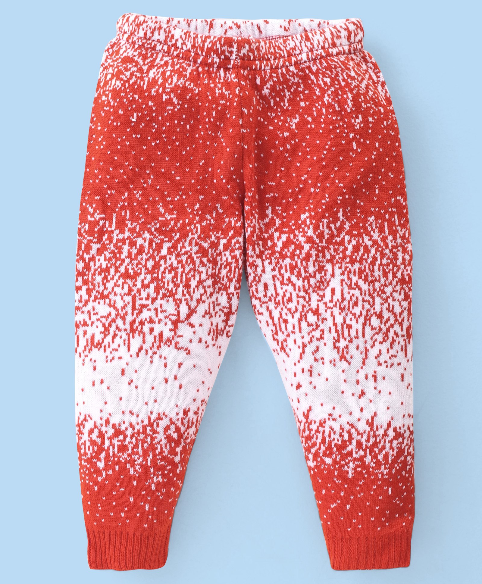 Babyhug 100% Acrylic Knit Full Length Fleece Woollen Pant with Abstract Design - Red & White-picture-13