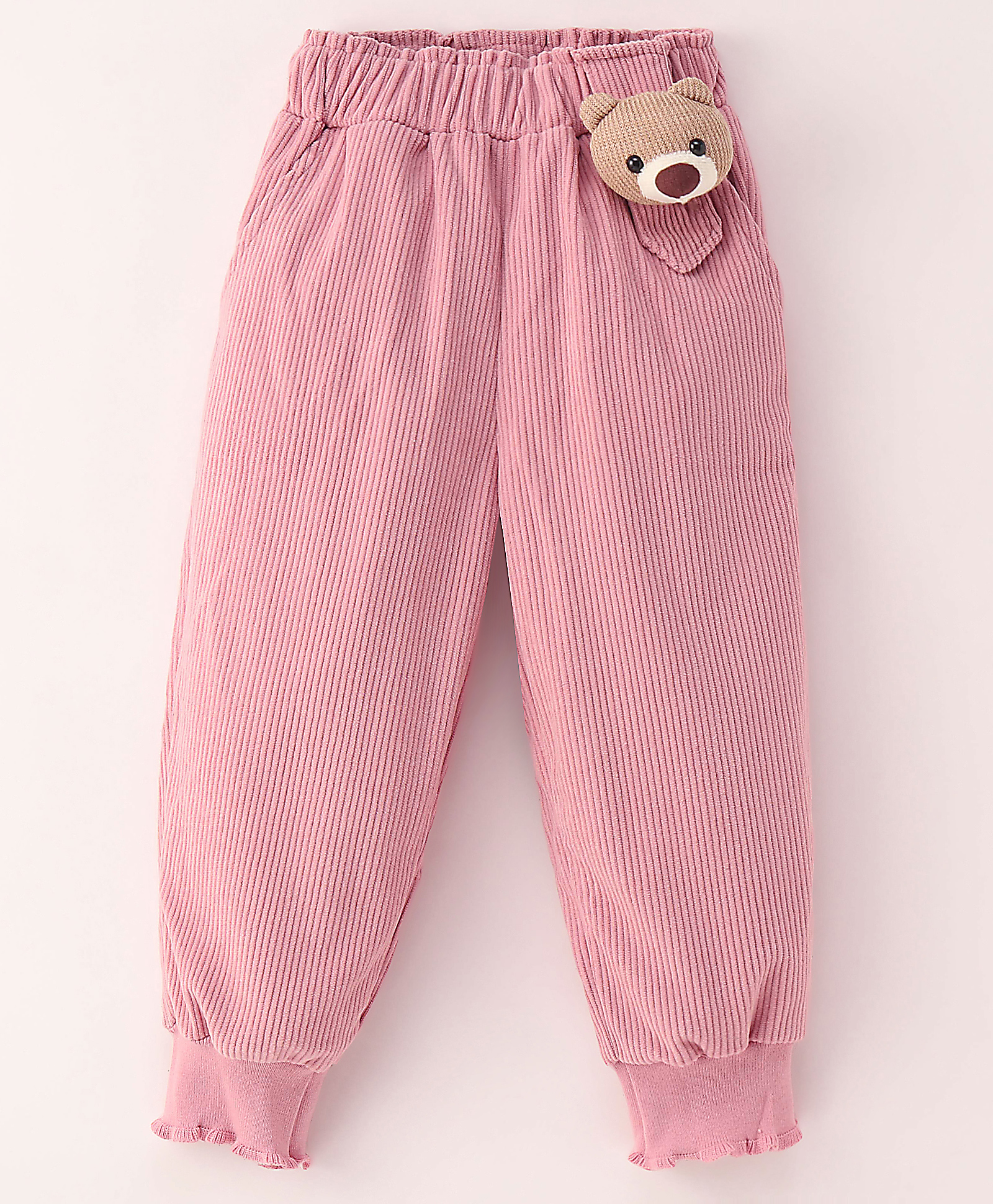 Kookie Kids Full Length Solid Colour with Bear Applique Lounge Pant - Pink-picture-33