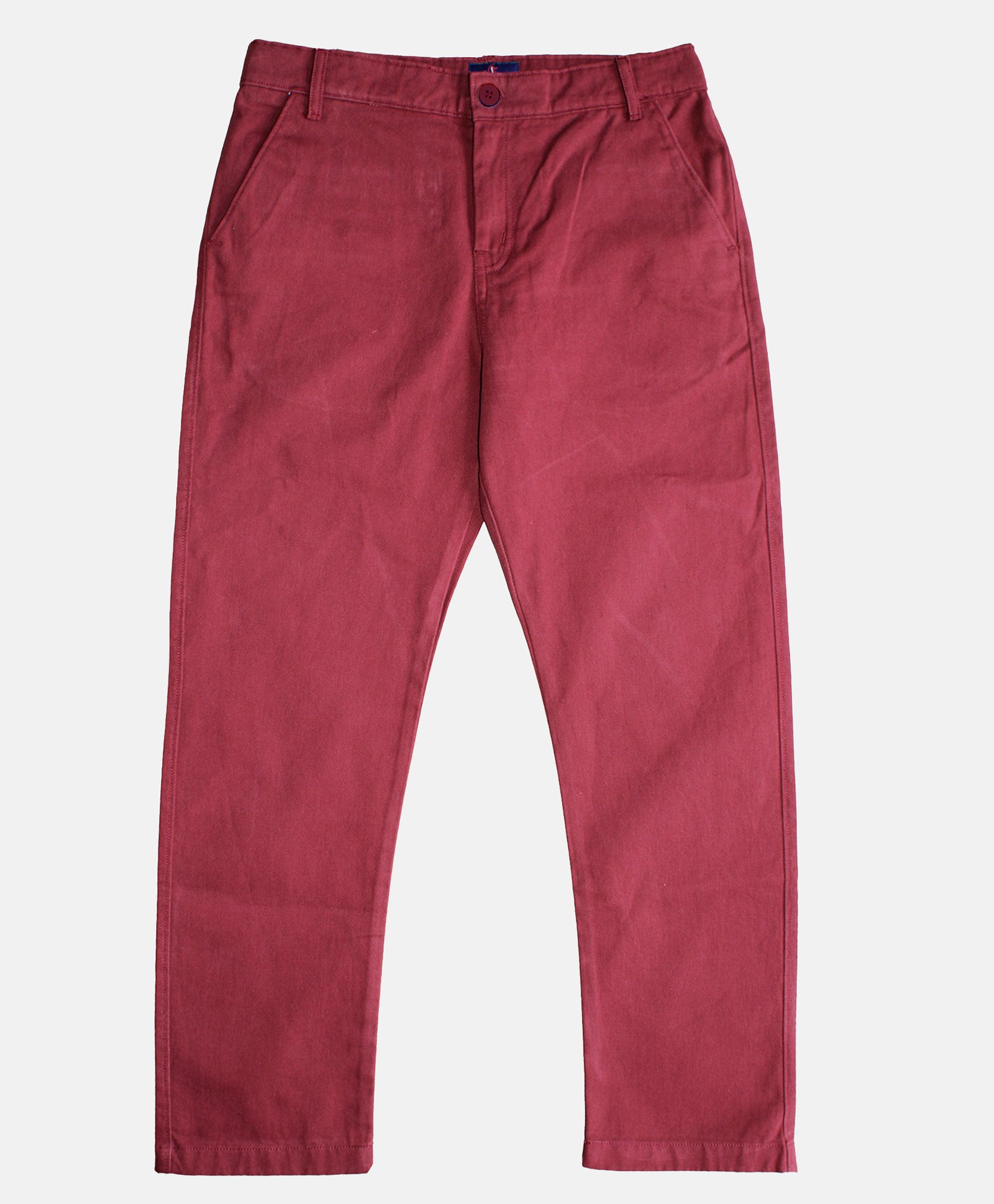 Kiddopanti Solid Button Down Pant - Maroon-picture-10