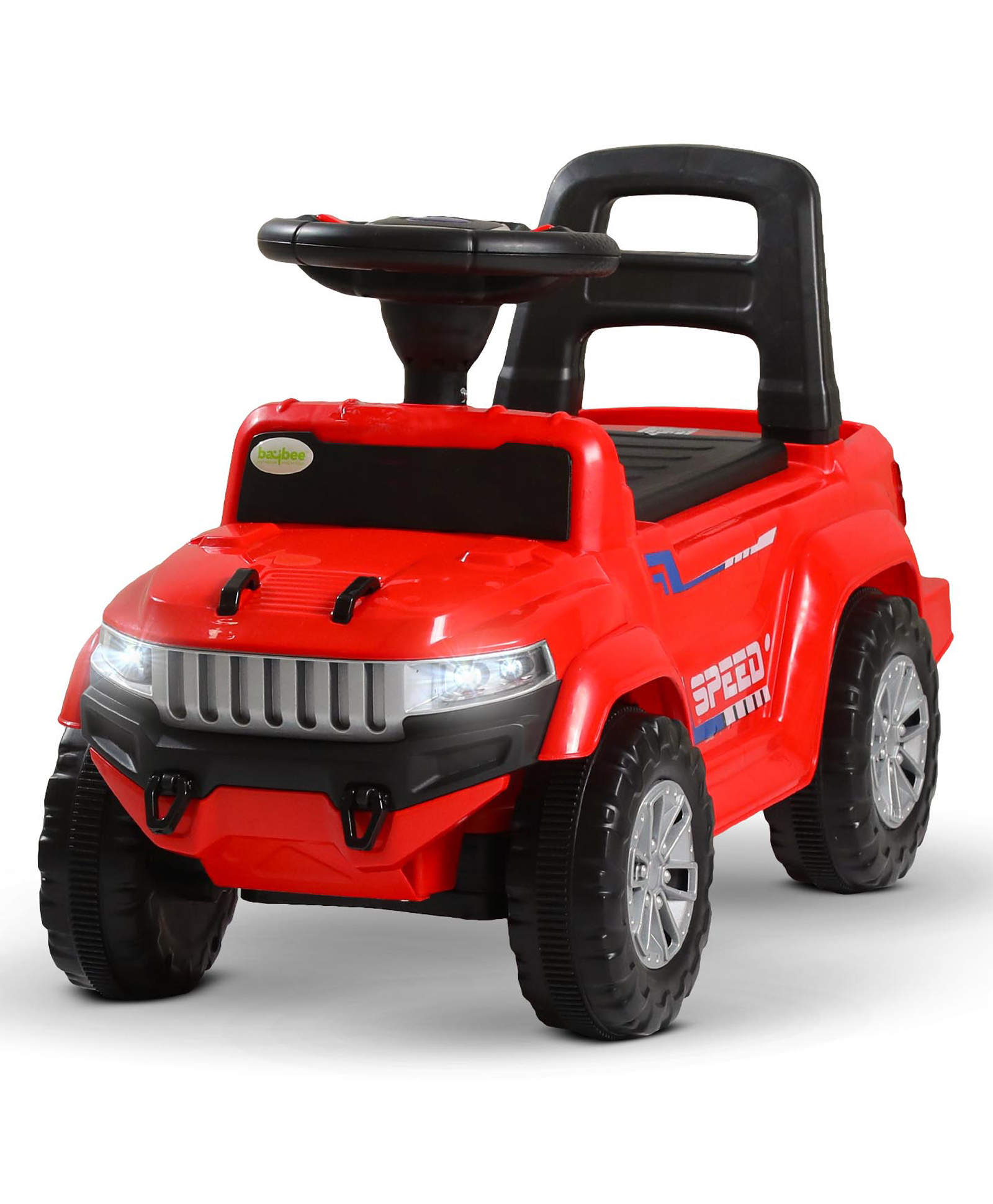 BAYBEE Speedy Manual Baby Ride On Car for Kids, Push Ride On Toy Jeep with Music & Led Light, Toddlers Push Ride Kids Car with Backrest, Under Seat Storage to Steering Wheel - Red-picture-25