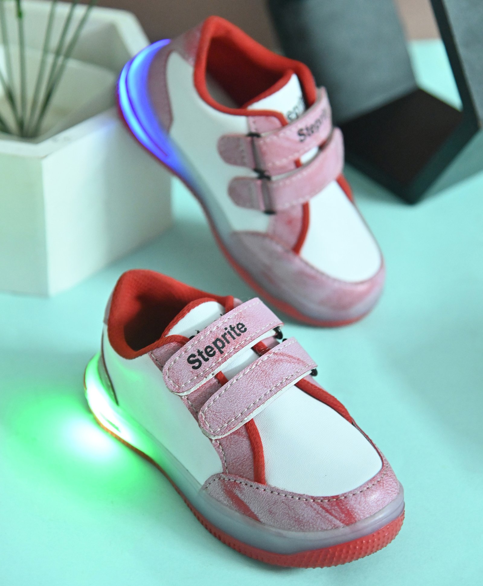 Steprite UnisexLED Velcro Closure Sneakers - Red-picture-1