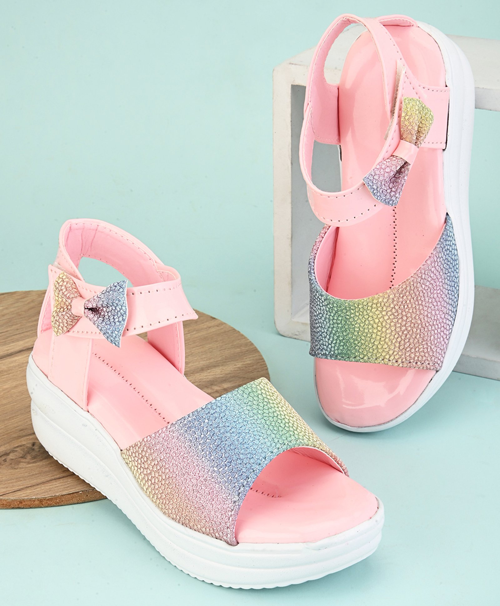 Steprite Bow Embellshed & Colour Gradient Sandal - Pink-picture-11