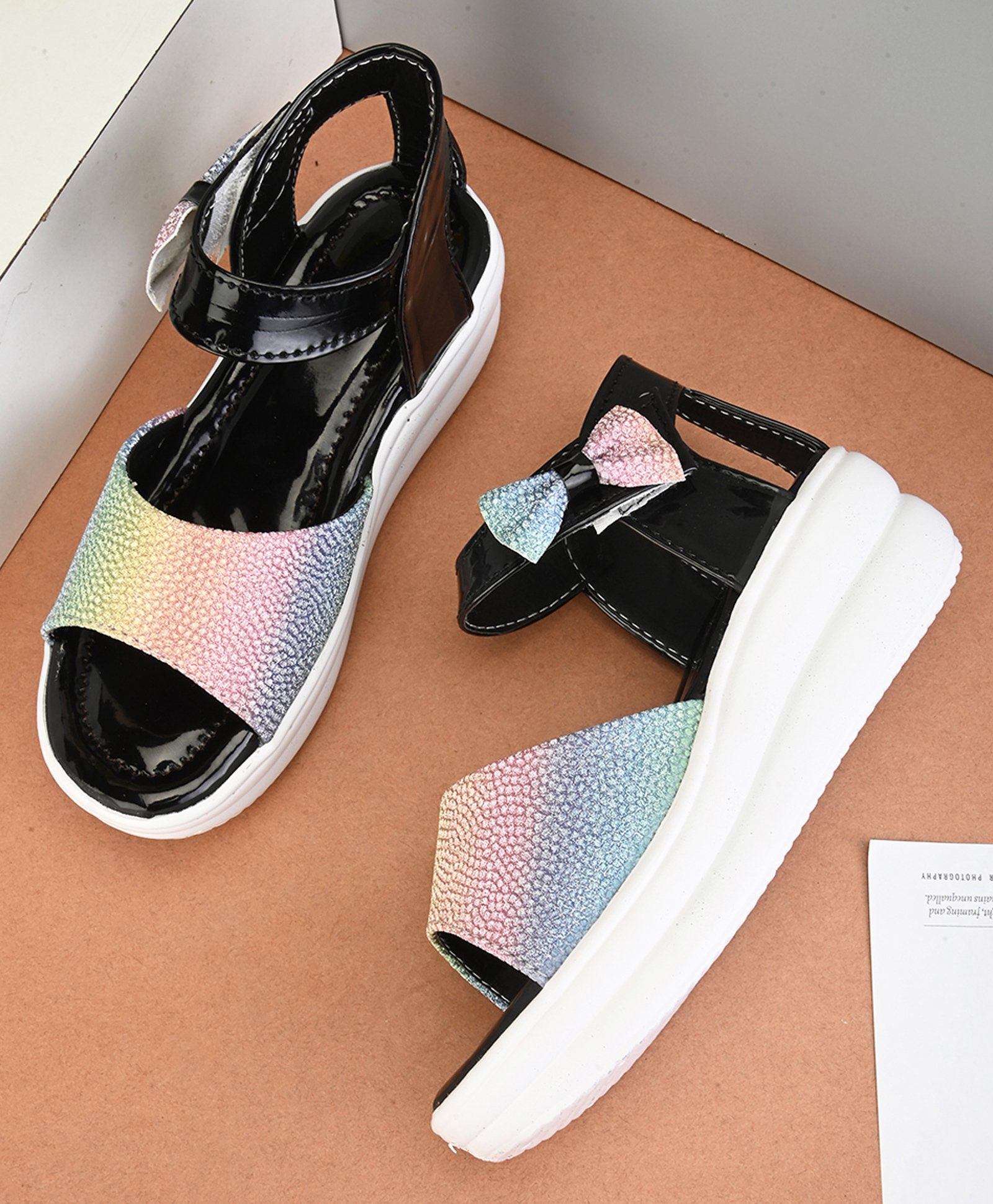 Steprite Bow Embellshed & Colour Gradient Sandal - Black-picture-11