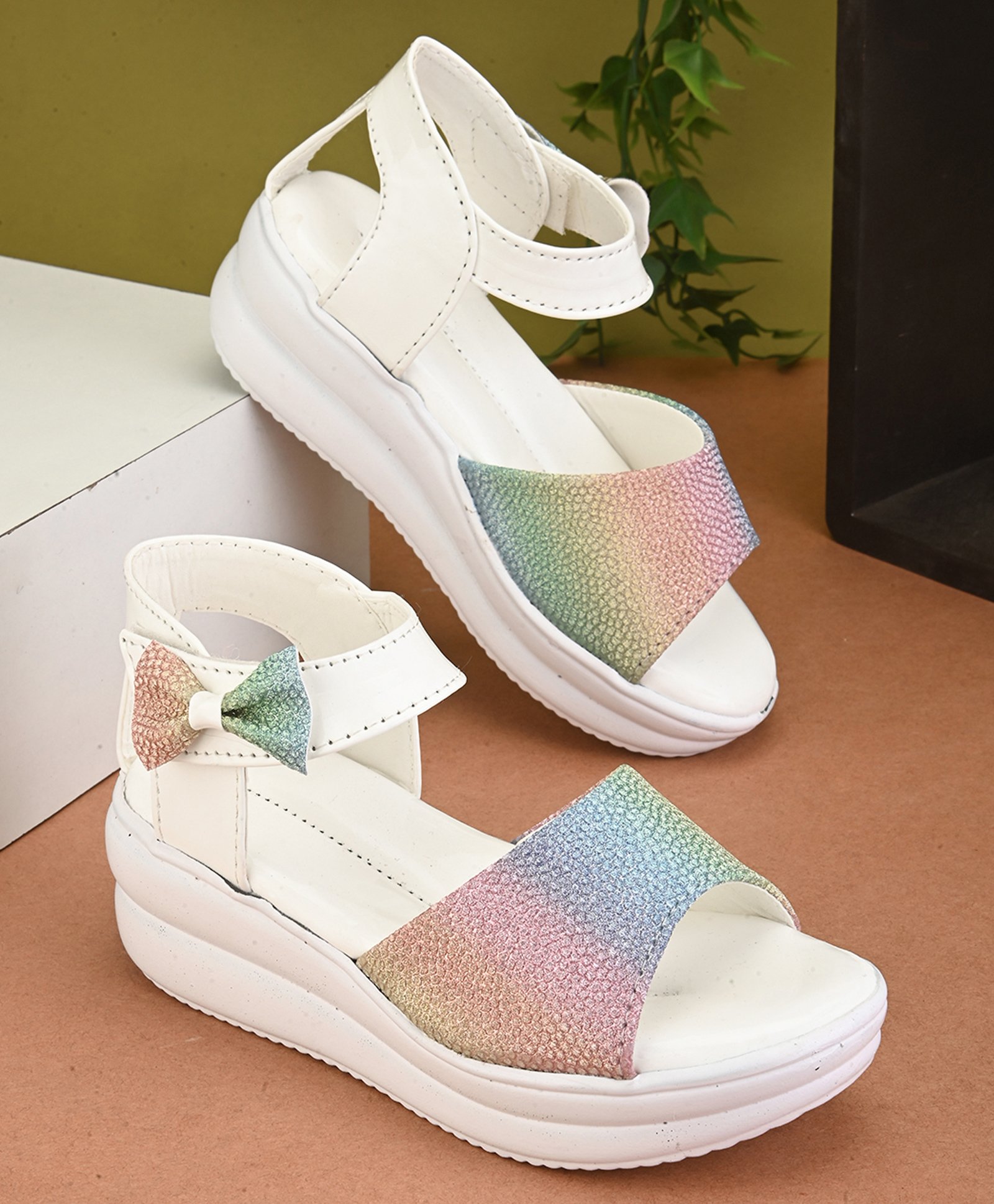 Steprite Bow Embellshed & Colour Gradient Sandal - White-picture-26