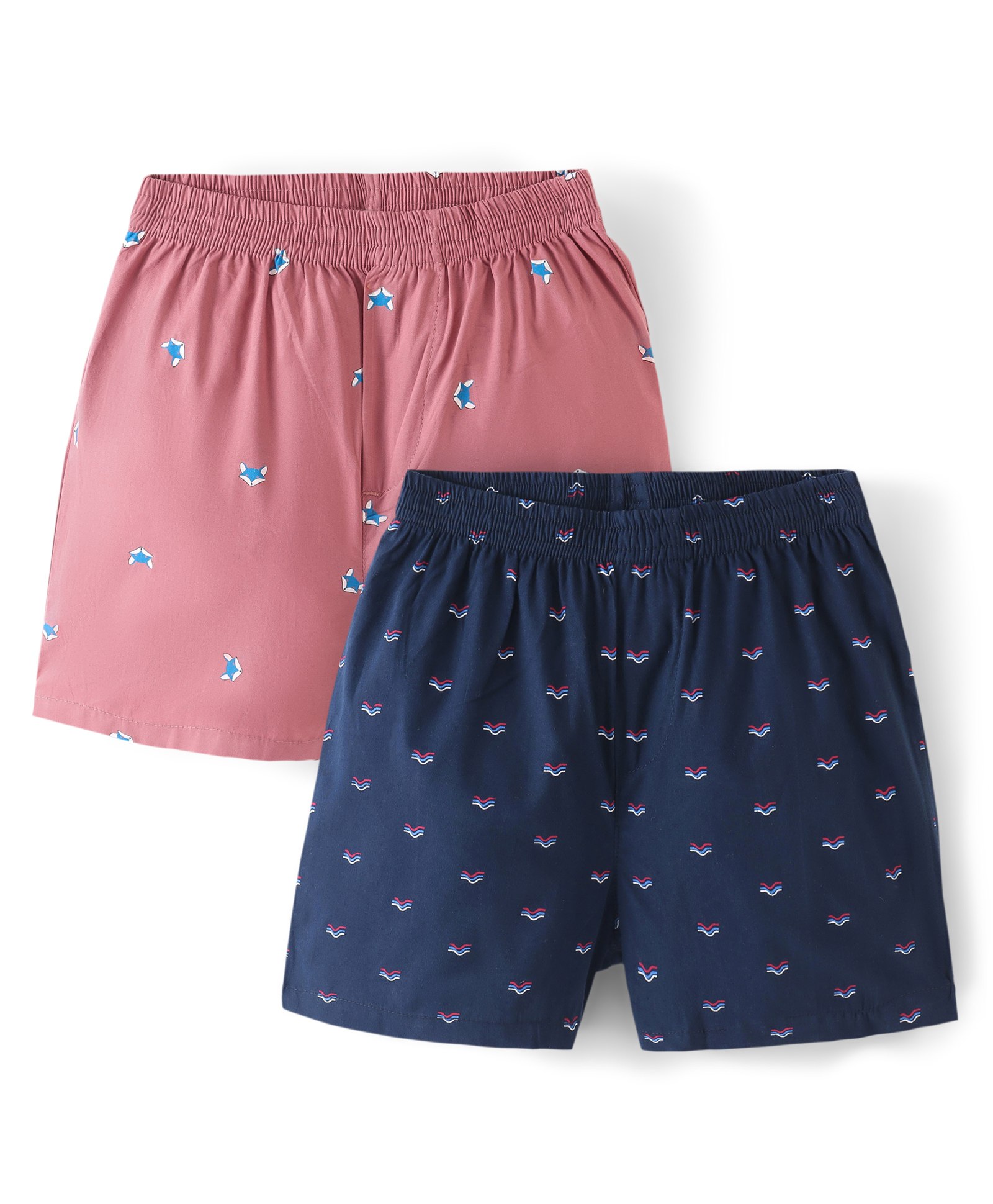 Pine Kids 100% Cotton Woven Boxers With Fox & Wave Print Pack Of 2 (Colour May Vary)-image-42