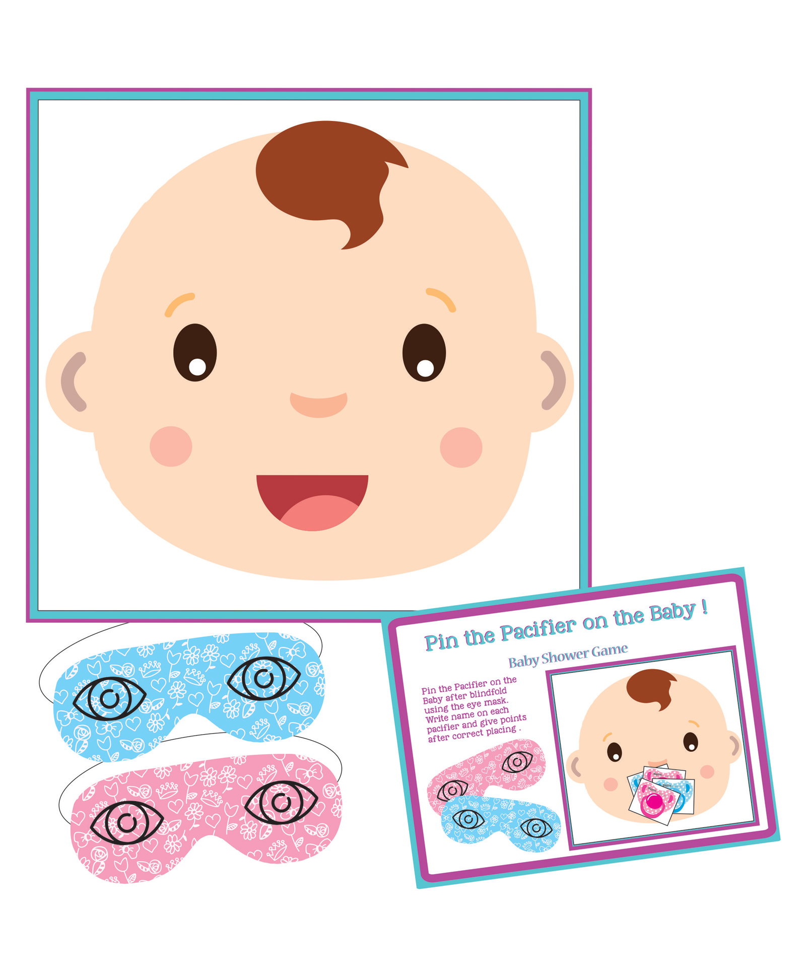 WOBBOX Personalised Baby Shower Pin the Dummy Game-picture-14