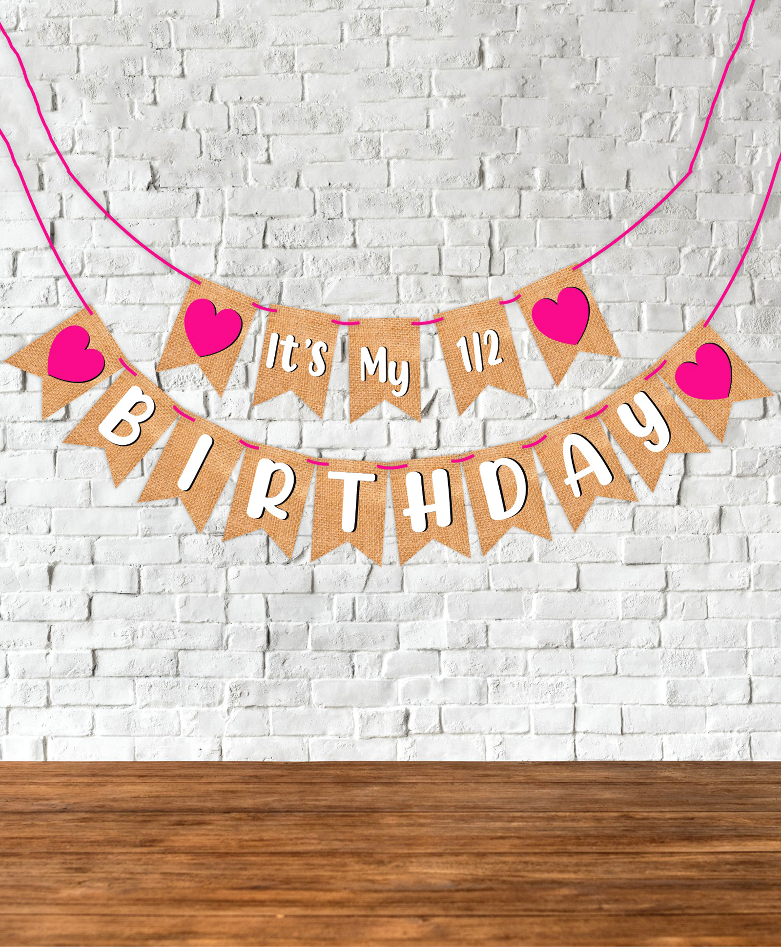 Wobbox It's My Half Birthday Banner Half Birthday Decorations Pink Length- 125 cm