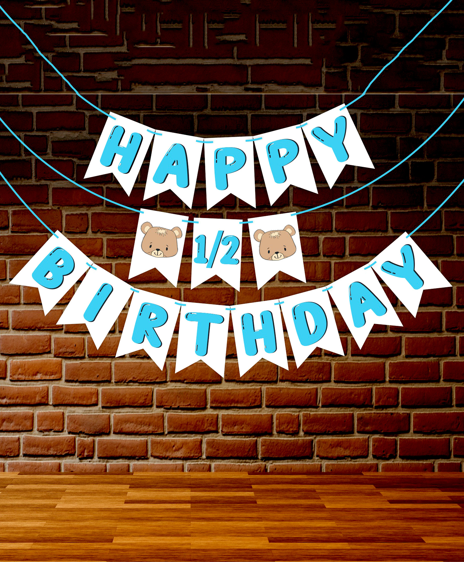 Wobbox Half Birthday Banner Half Birthday Decorations Blue Length- 60 cm-picture-20
