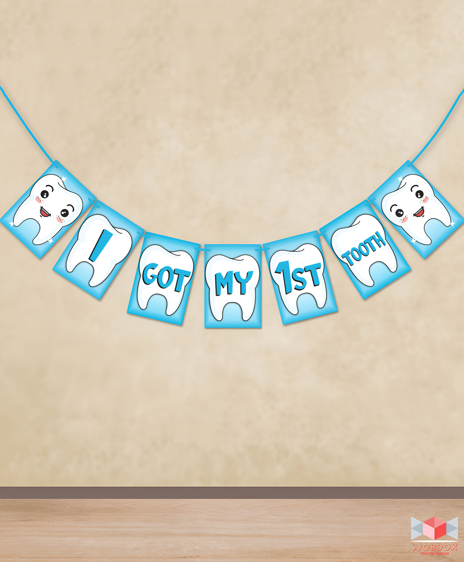 Wobbox I Got My First Tooth Banner Blue -  Length 76 cm-image-45