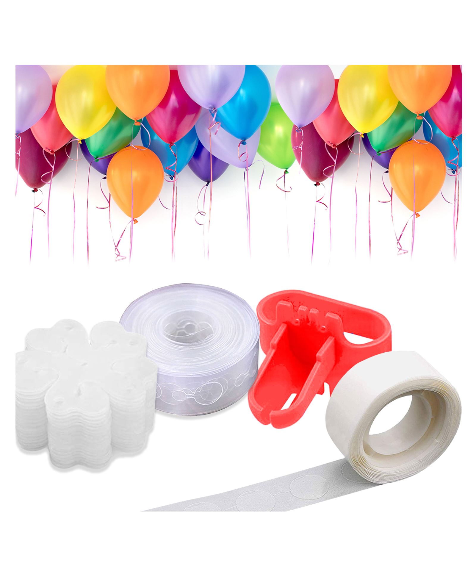 Wobbox Balloon Decorations 200 Sticky Dots, 2 (5M) Garland Tape, 16 Flower Clip, 2 Balloon Knot For Party Decorations, Balloon Decoration For Birthday, Party Decorations Items-image-9