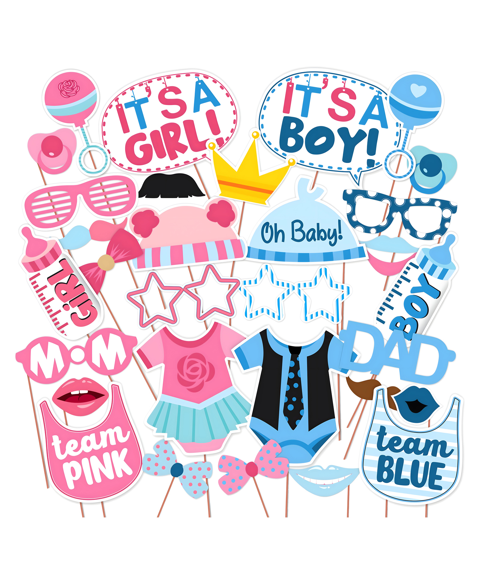 Wobbox Baby Shower Props Baby Shower Party Decorations Items Blue Pink -Pack Of 30-picture-25