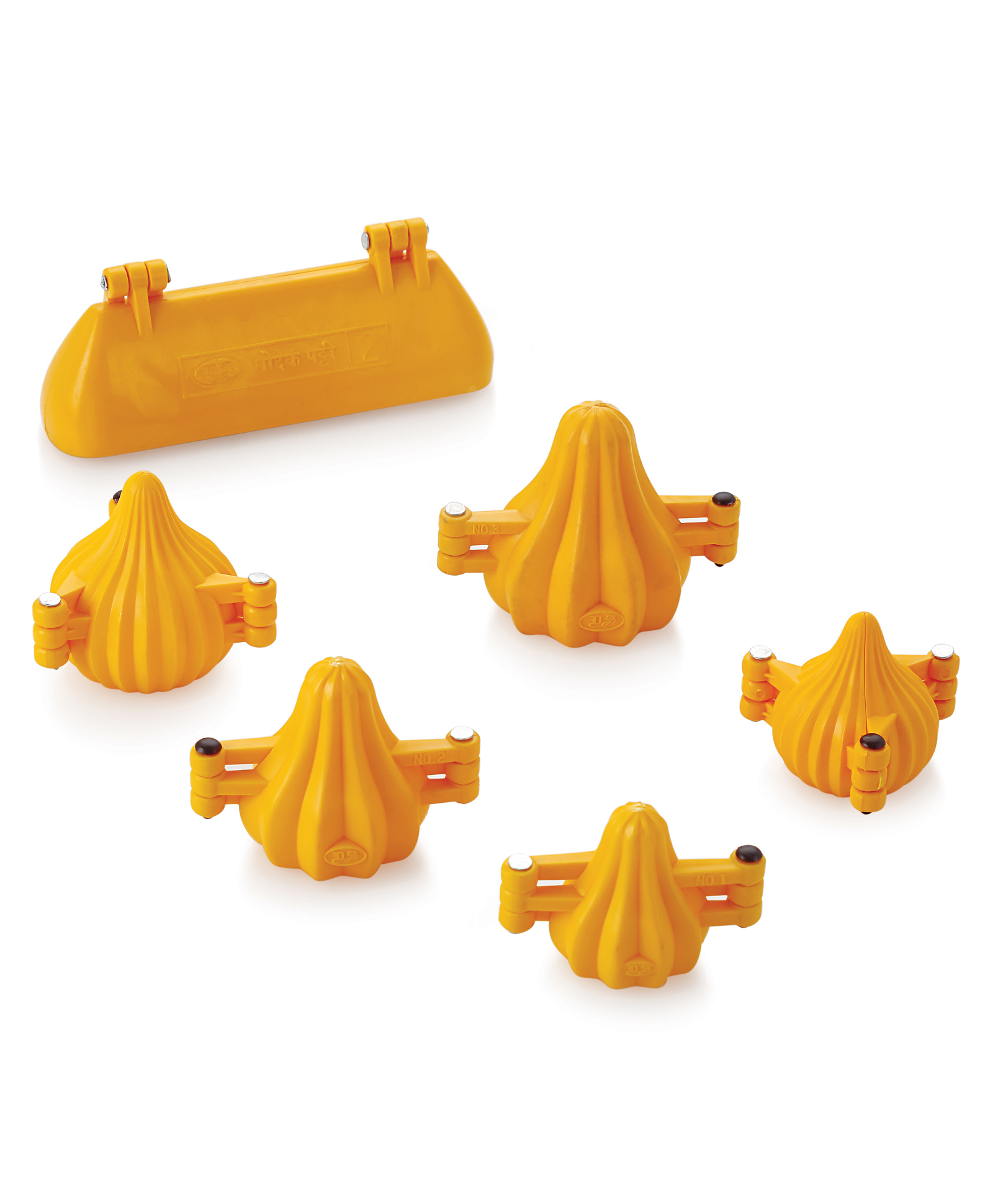 DS Plastic Modak Mould Sancha Sacha Patti Strip and 5 Different Size Modak MoulFor Chocolate and Mithai - Yellow-image-15
