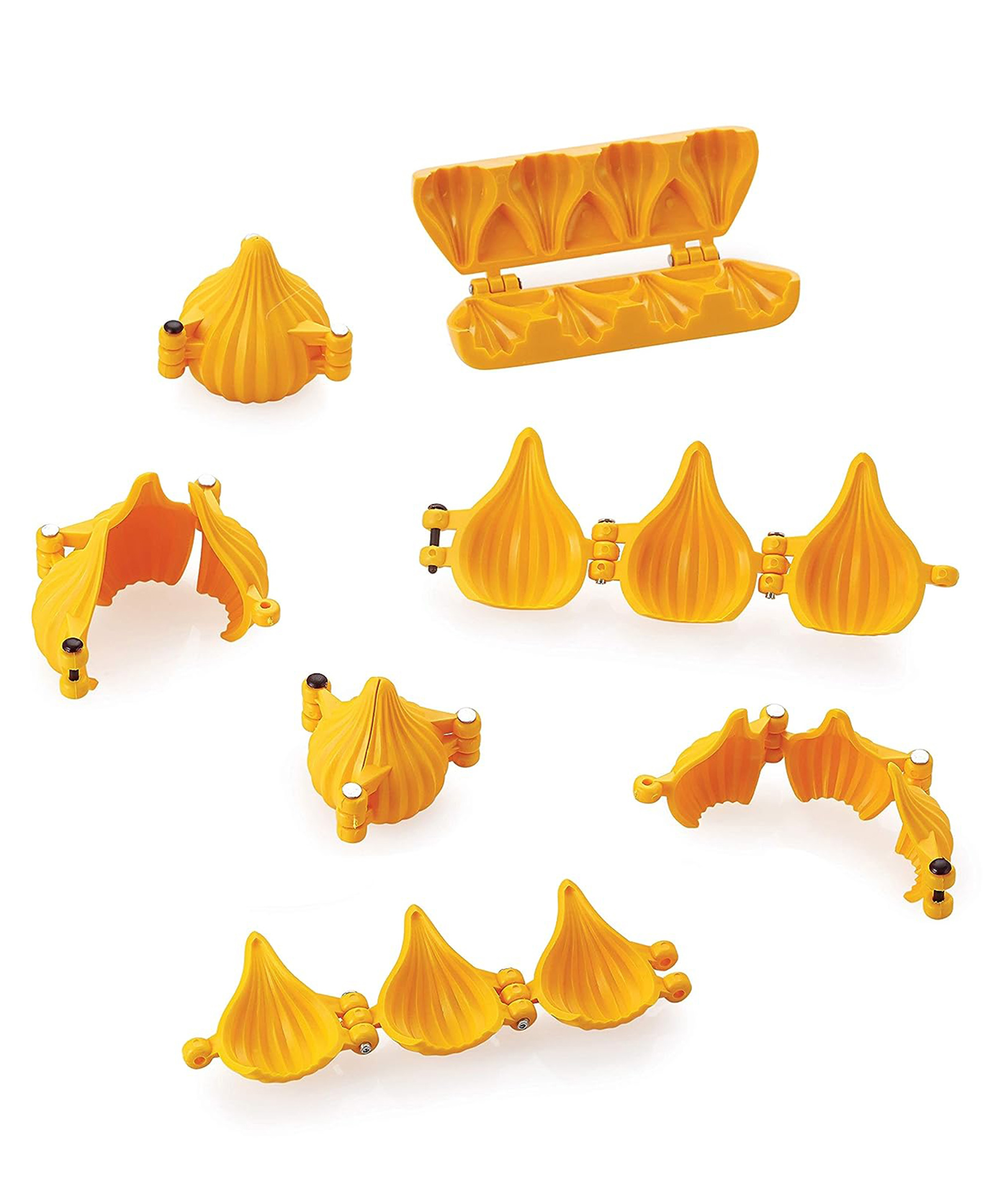 DS Plastic 6 Pcs Modak Sweet Mithai Chocolate Mould Sancha Sacha with Strip Mould Combo Set of 7 - Yellow-image-16