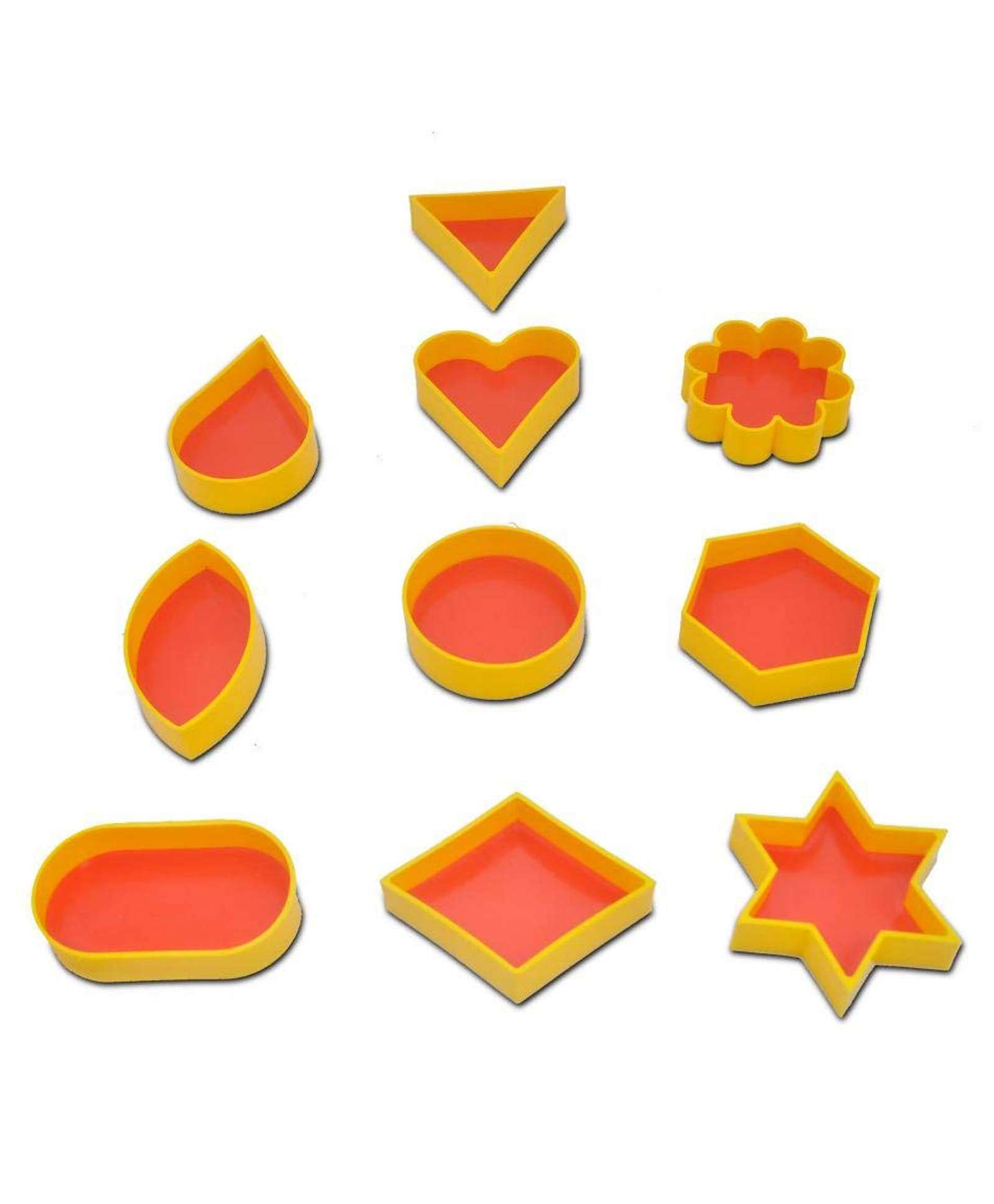 DS Star Heart Round Hexagon Triangle Oval Square Drop Flower Shape Cutlet Plastic Chocolate Moulds Big 10pcs - Yellow-picture-17