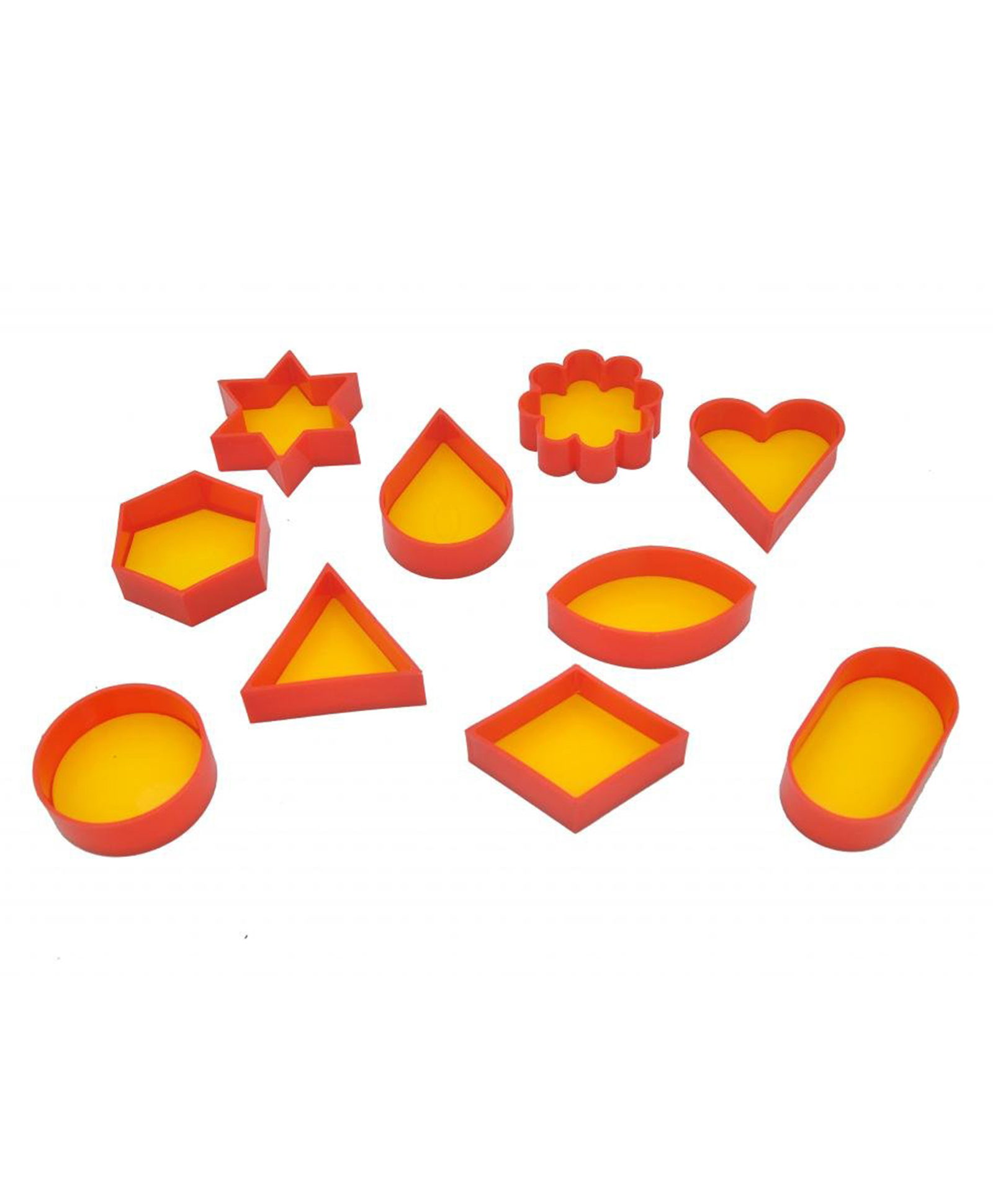DS Star Heart Round, Hexagon Triangle Oval Square Drop Flower Shape Cutlet Plastic Moulds Small 10pcs -Yellow-image-27
