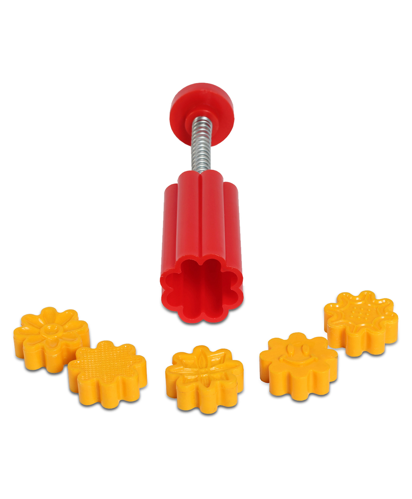 DS Flower Shape Peda Sweet Fast Stamping Mithai Cutter Plastic - Yellow-image-17