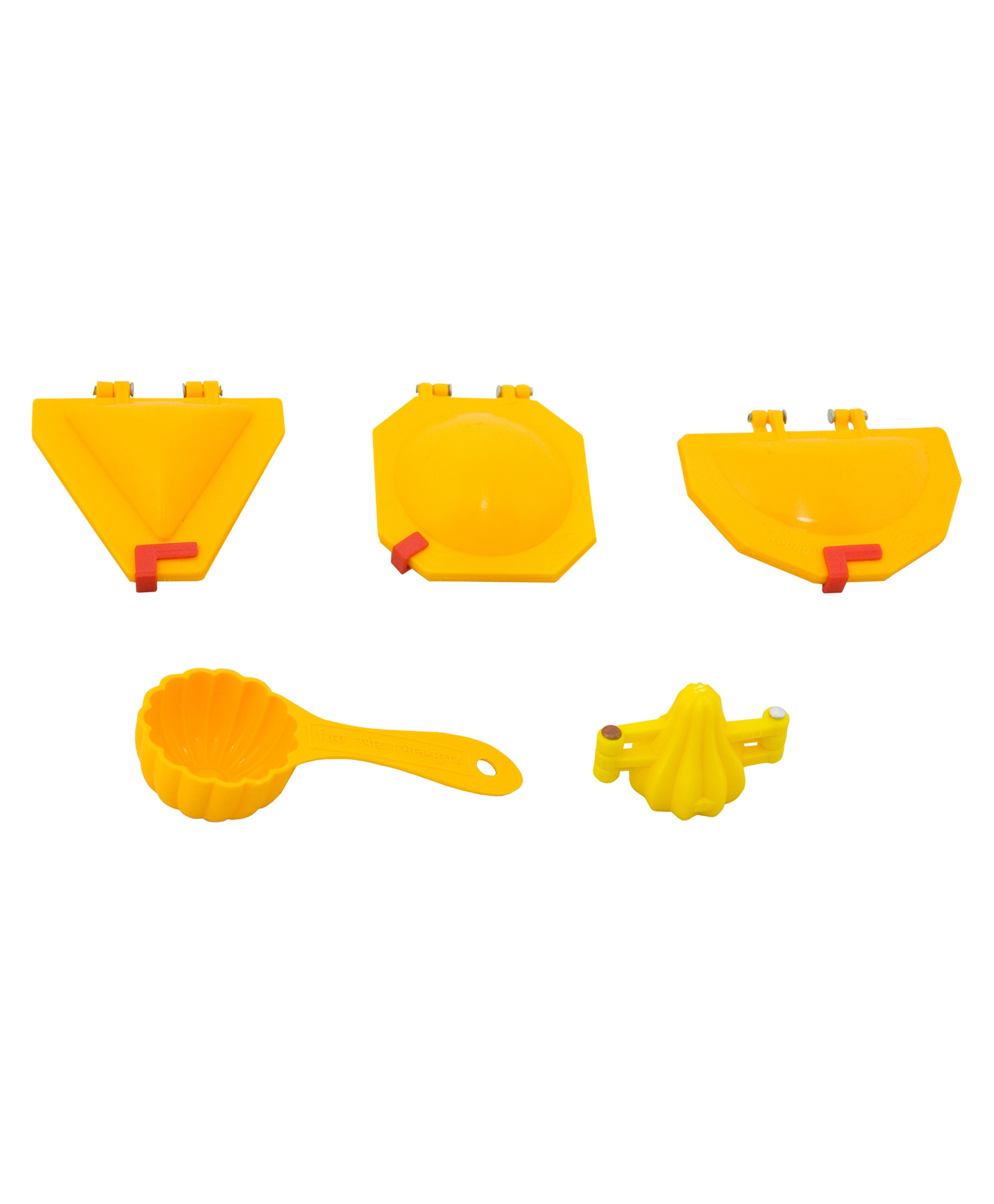 DS Kachori Samosa Modak Karanji Mould with Prasad Mud Scoop Plastic - Orange and Yellow-image-12