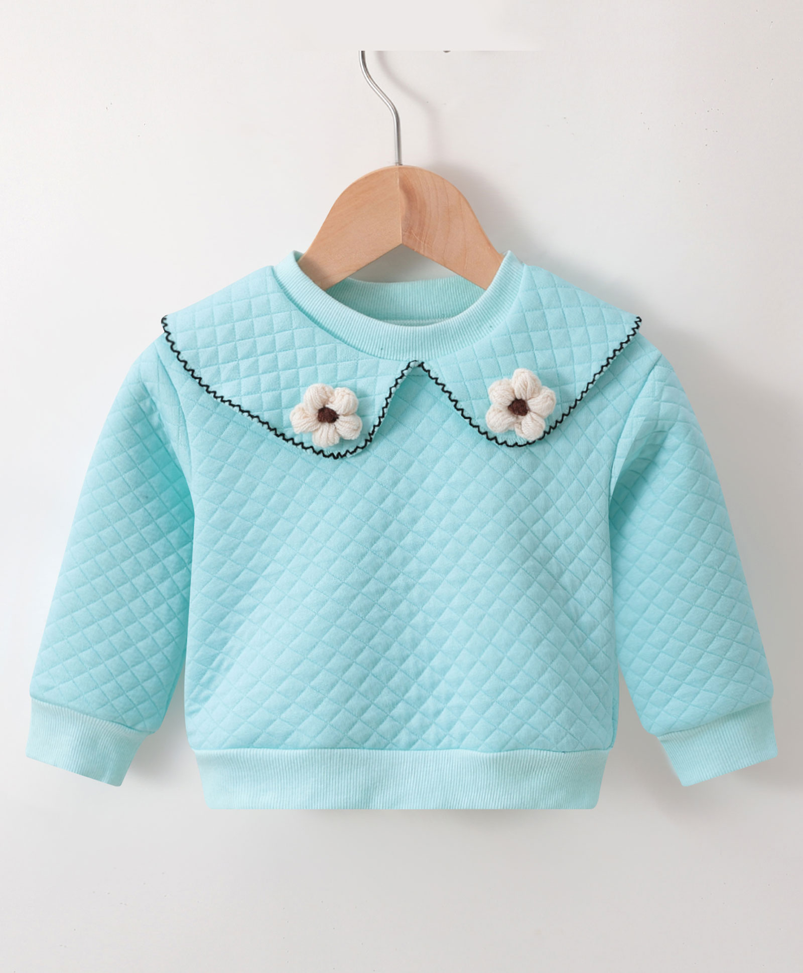Kookie Kids Full Sleeves Winter Top  with Floral Applique - Blue-picture-28