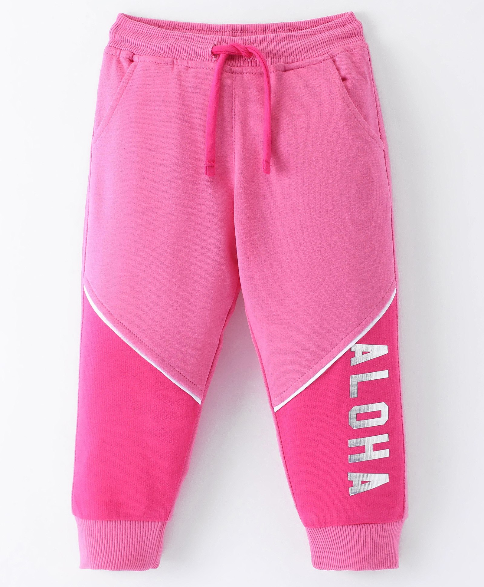 Bodycare Terry Full Length Lounge Pants Text Printed - Aurora Pink-image-1