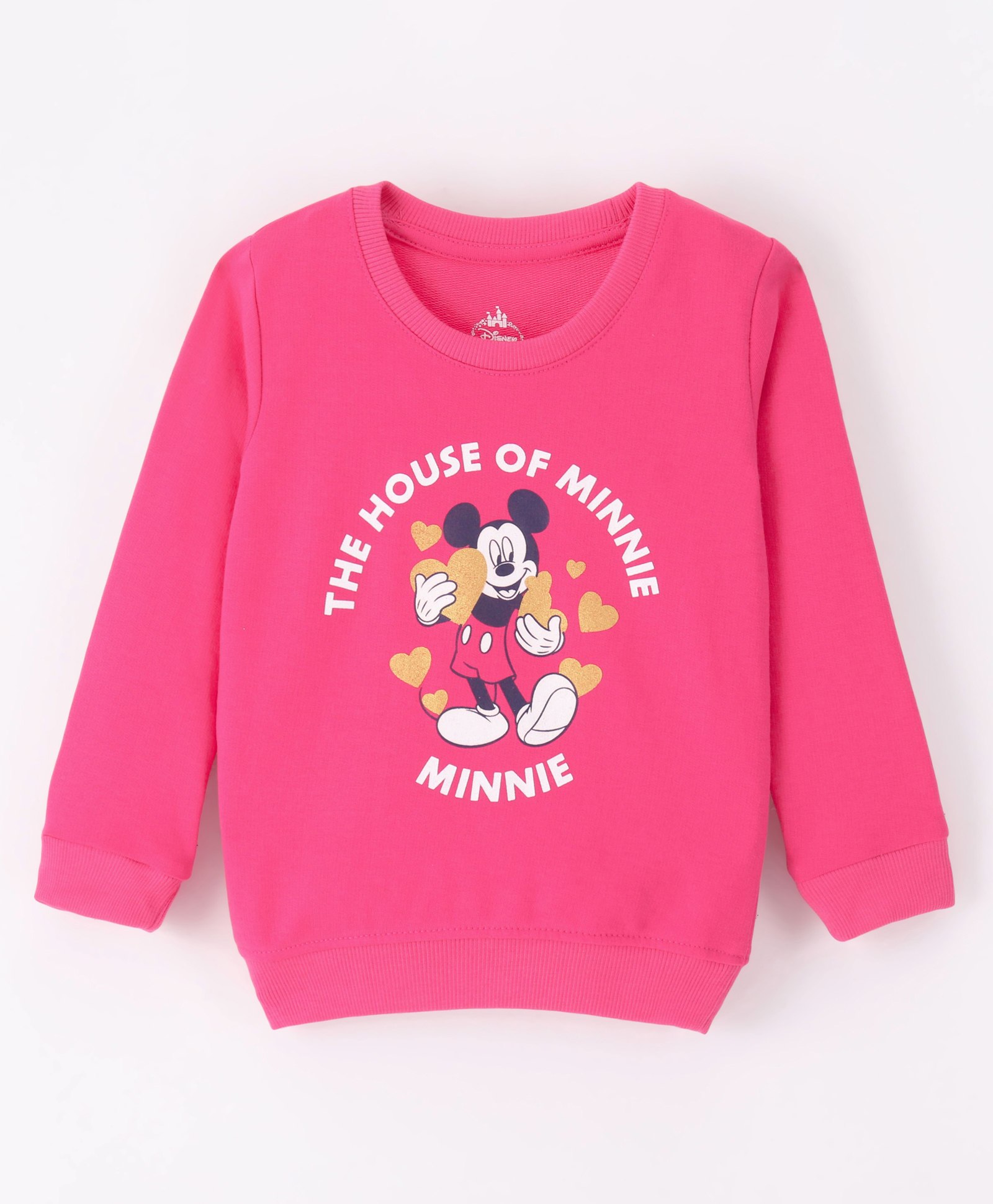 Bodycare Terry Cotton Full Sleeves Sweatshirt with Mickey Mouse Graphics - Fuchsia-image-20