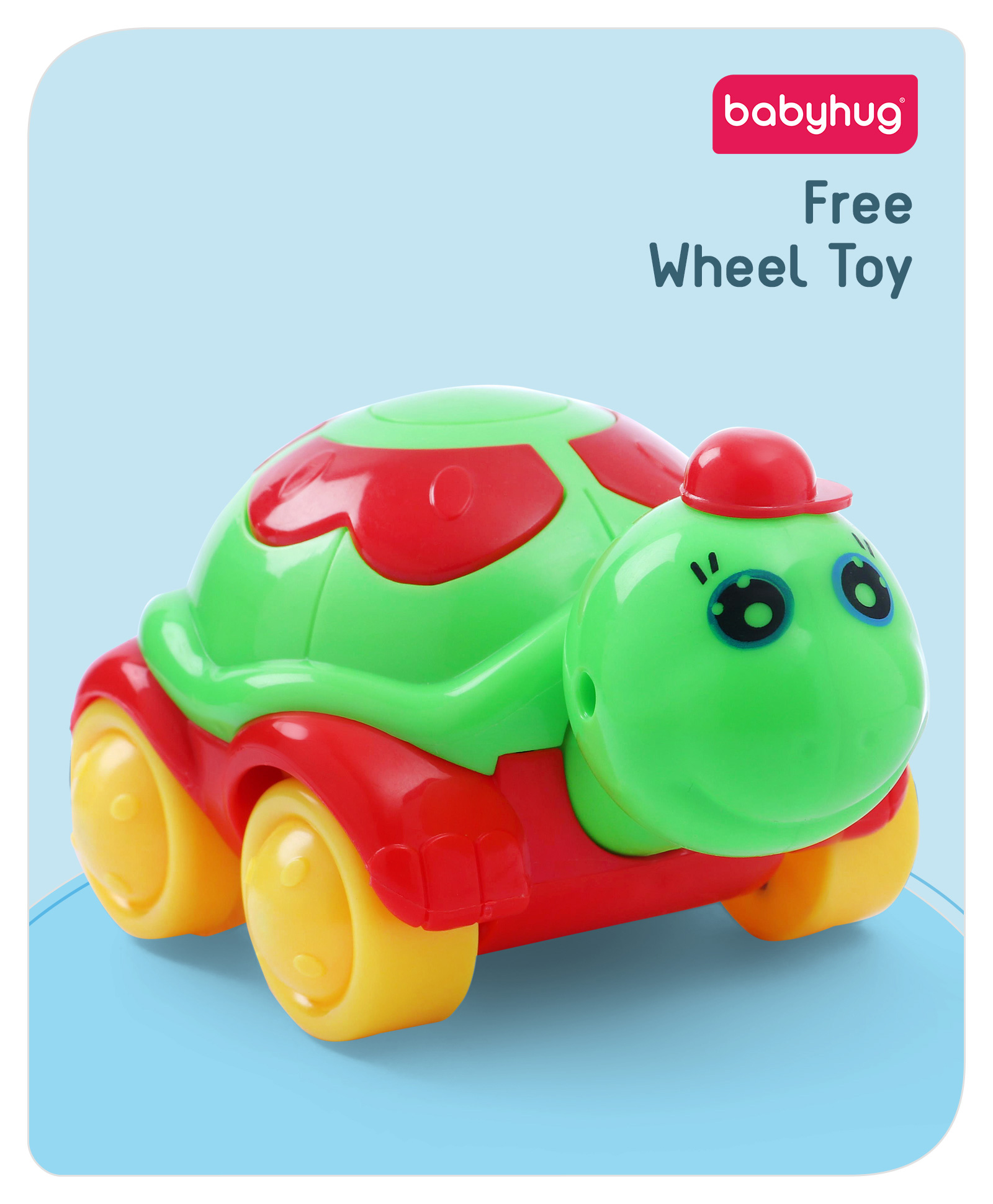 Babyhug Turtle On Wheels-Green & Red